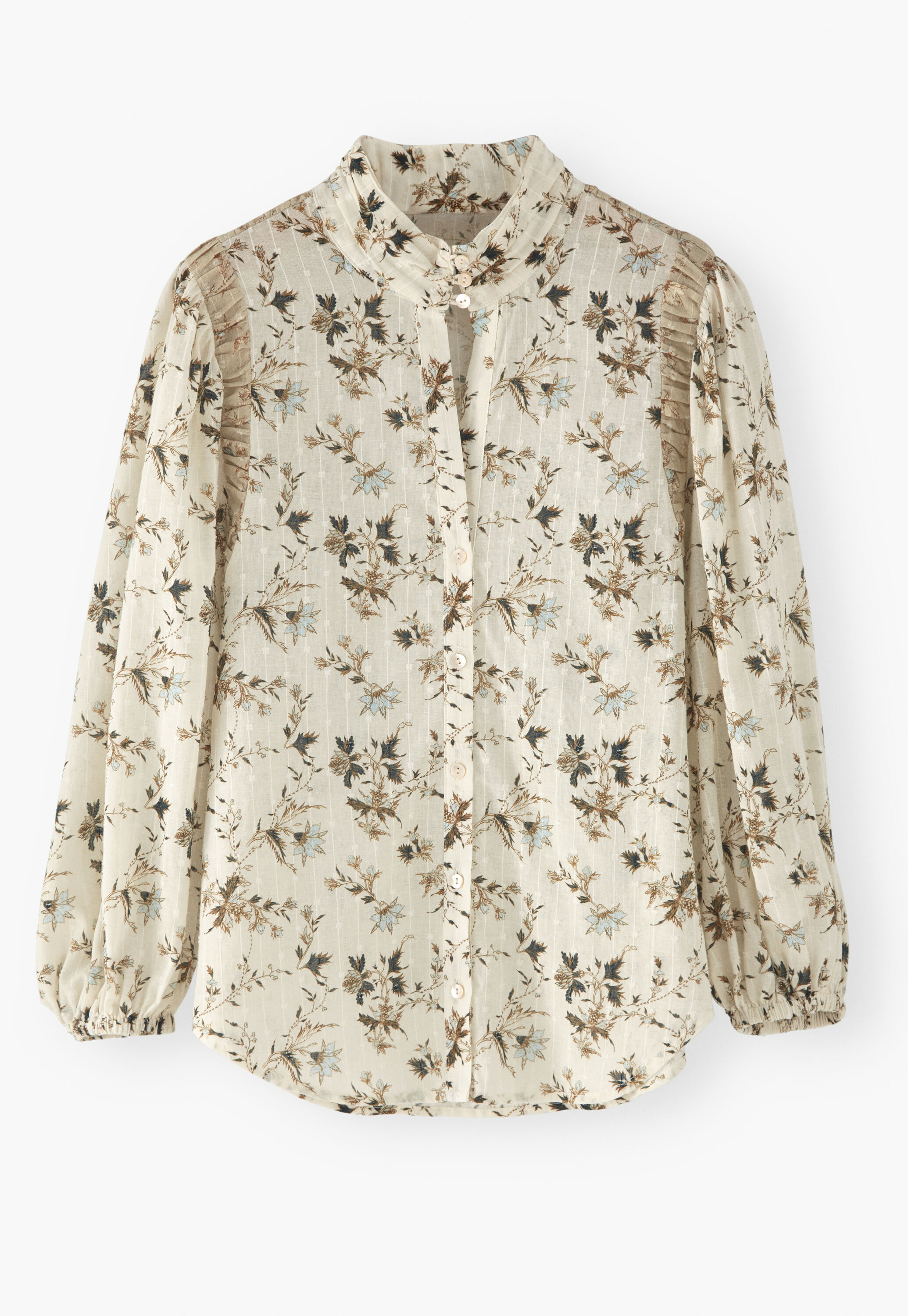 Printed high-neck blouse