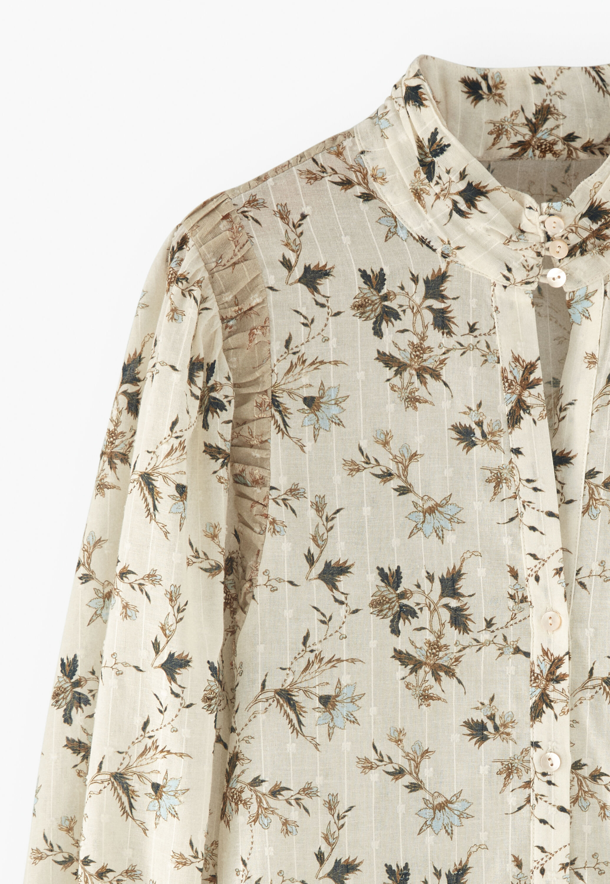 Printed high-neck blouse