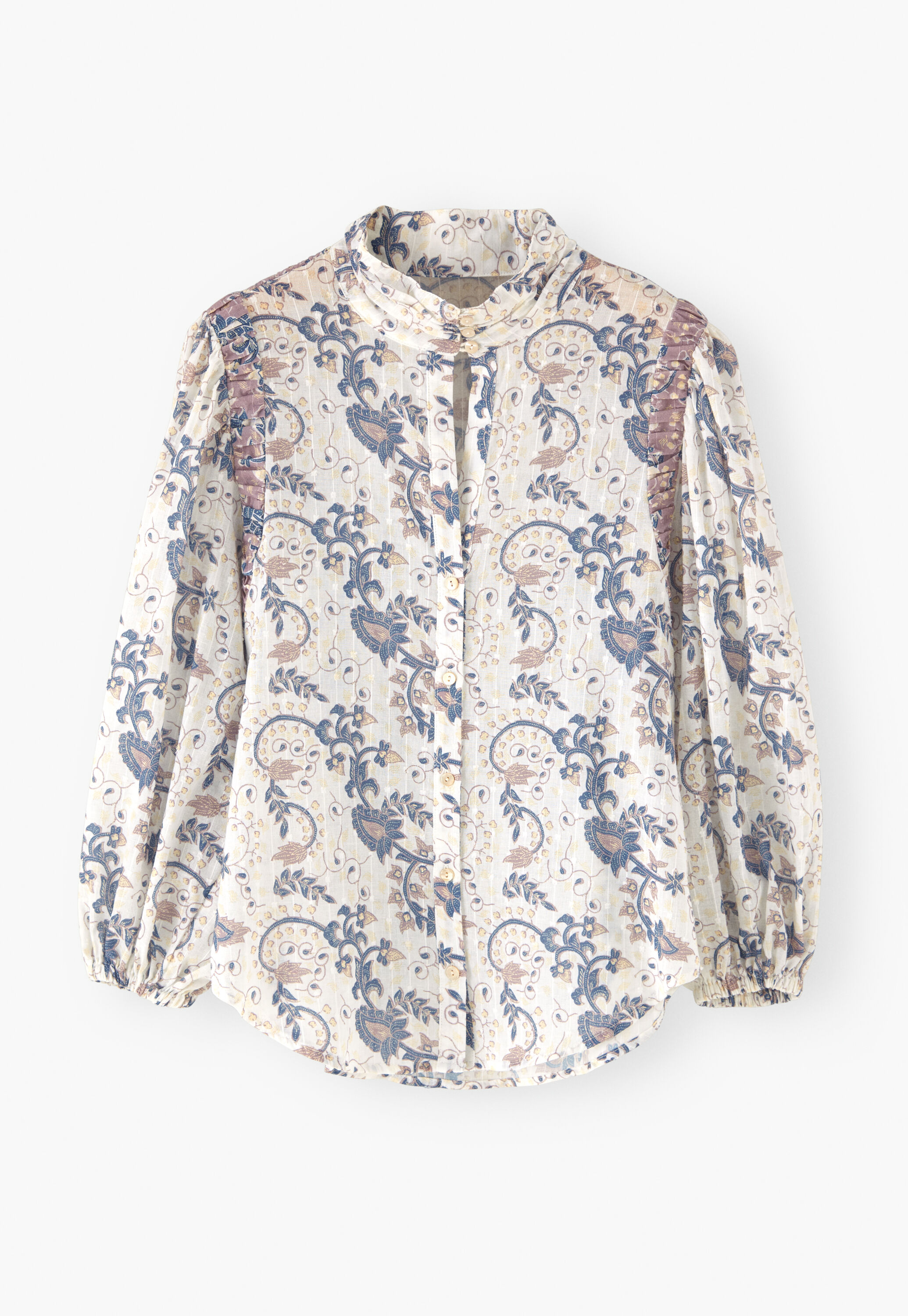 Printed high-neck blouse