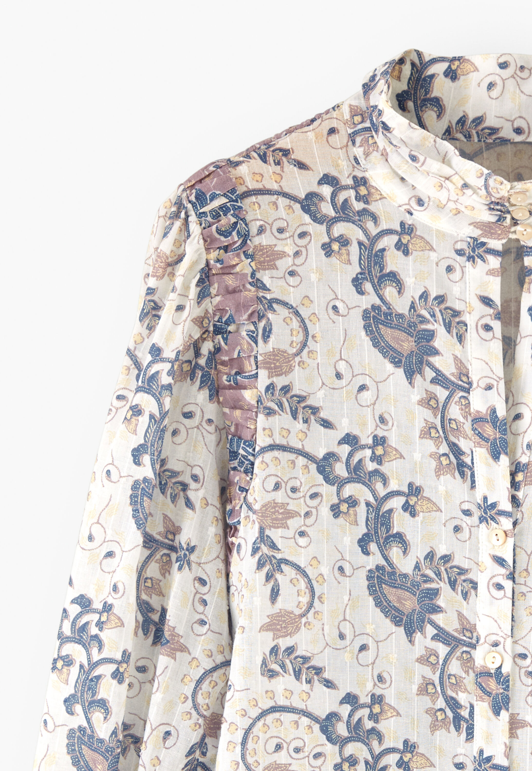 Printed high-neck blouse