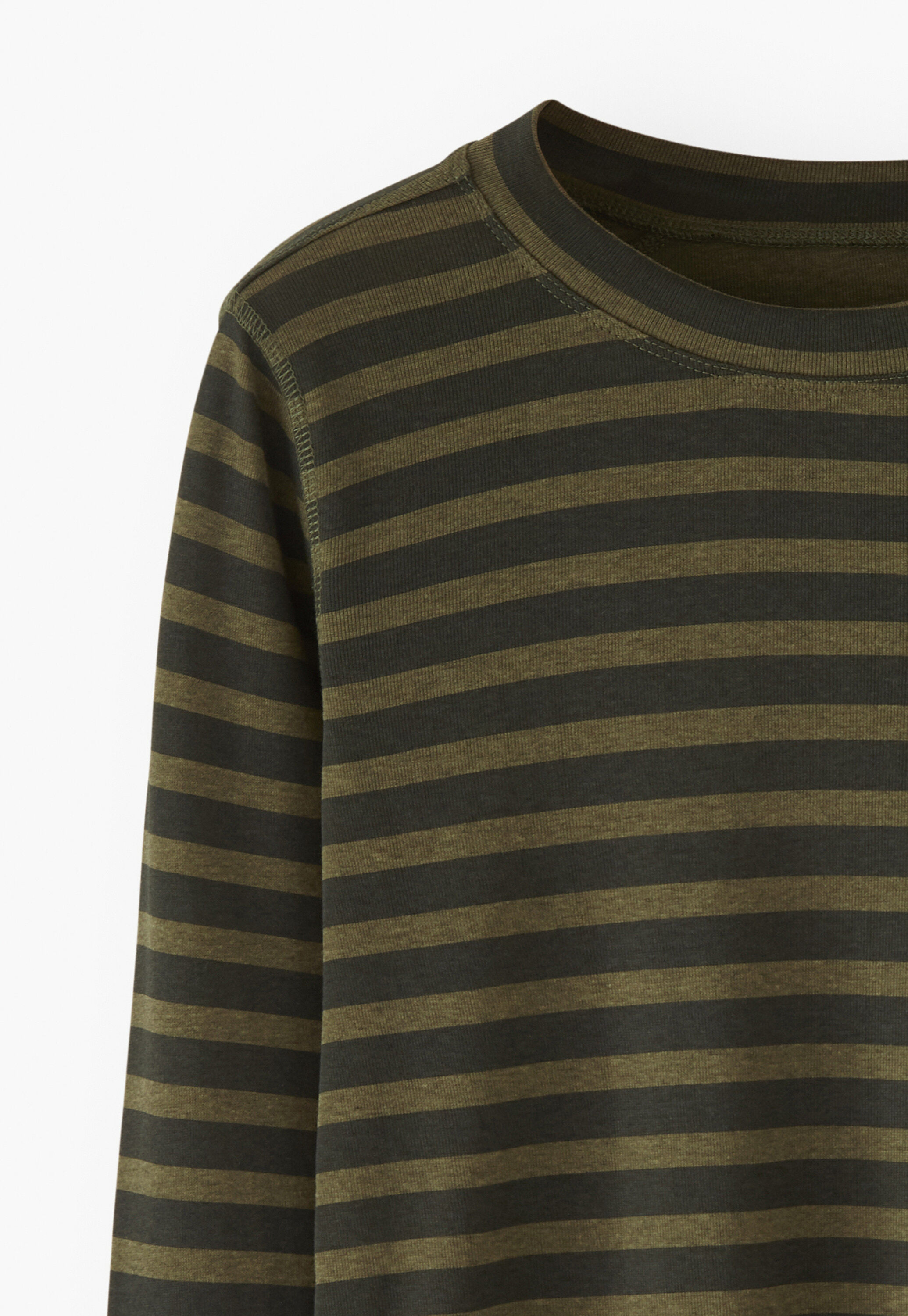 Printed striped top, Dark olive, large