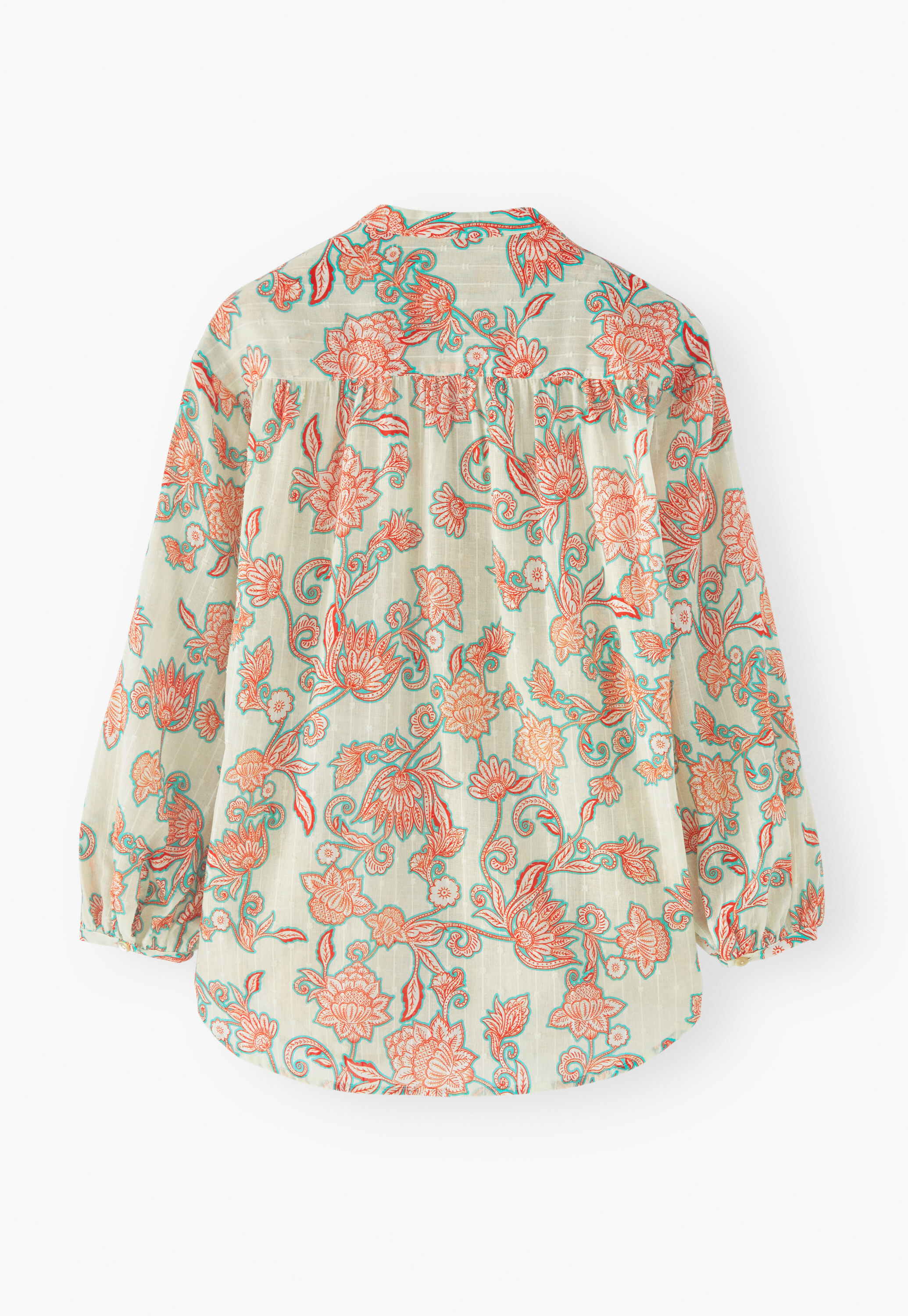 Collarless printed blouse