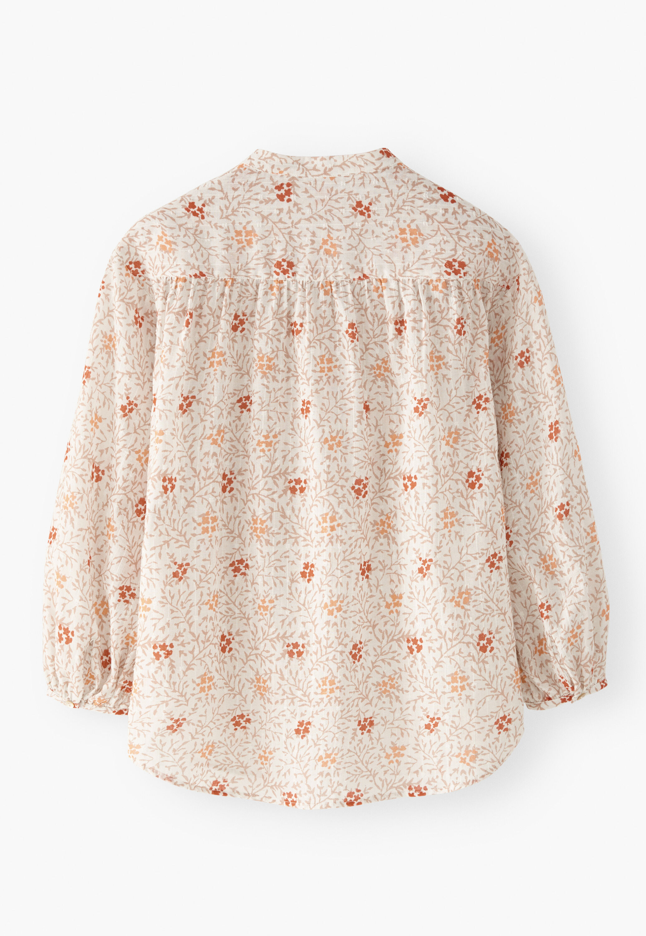 Collarless printed blouse