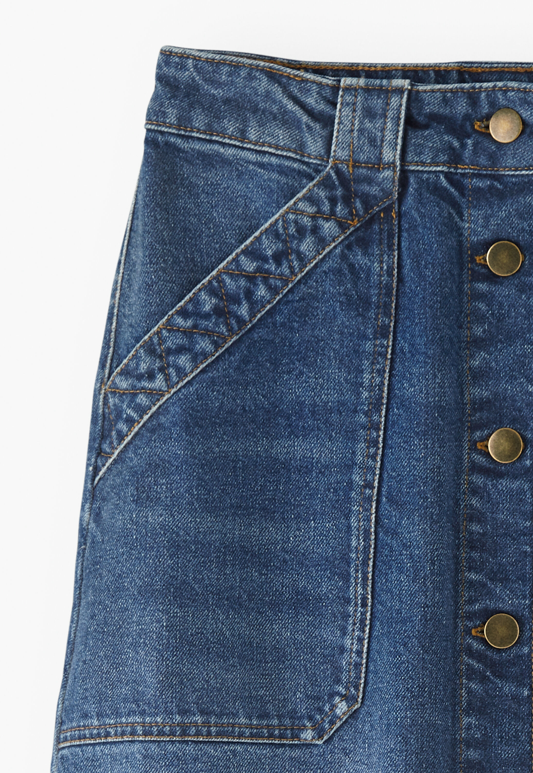 Denim button-front skirt