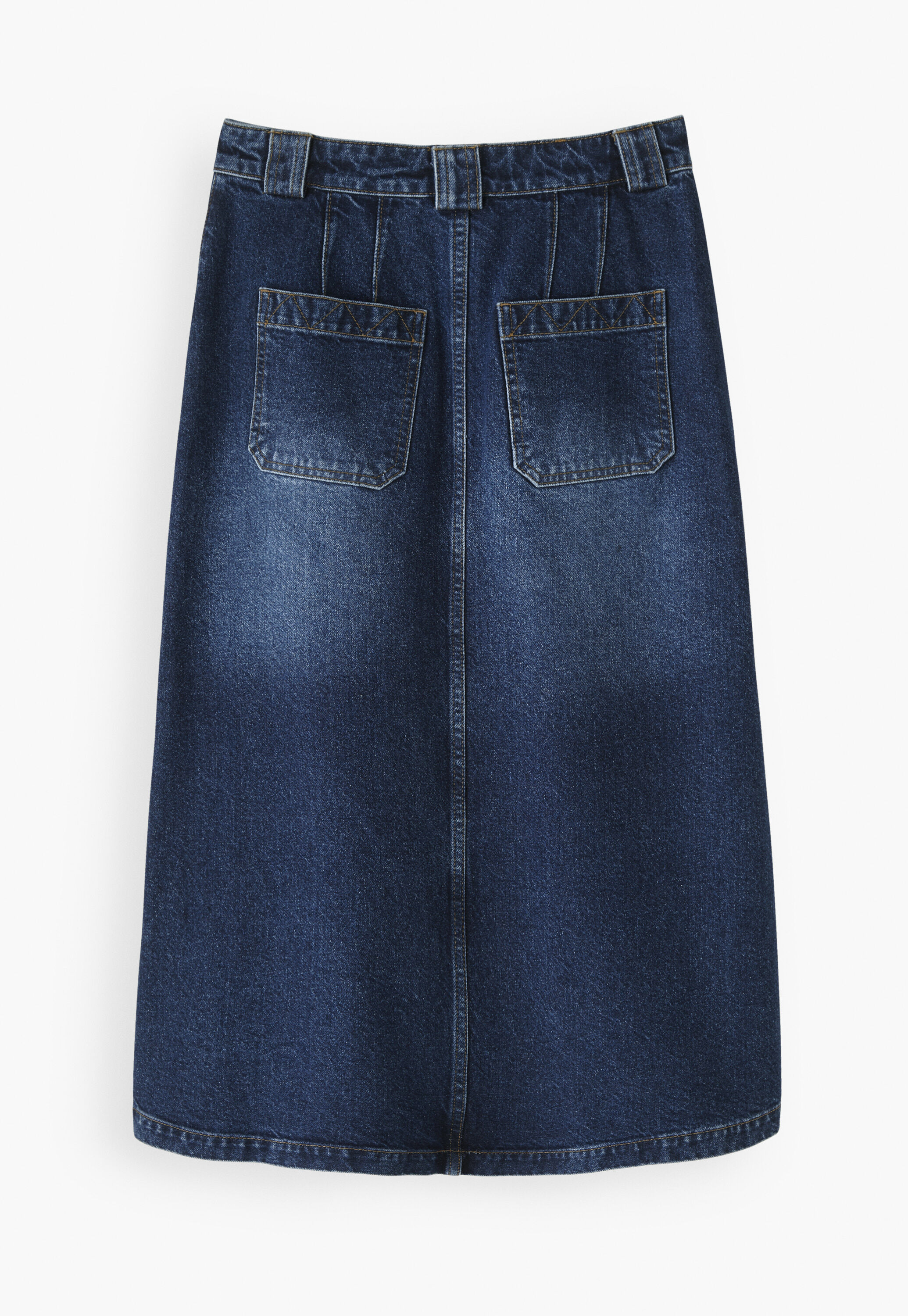 Denim button-front skirt