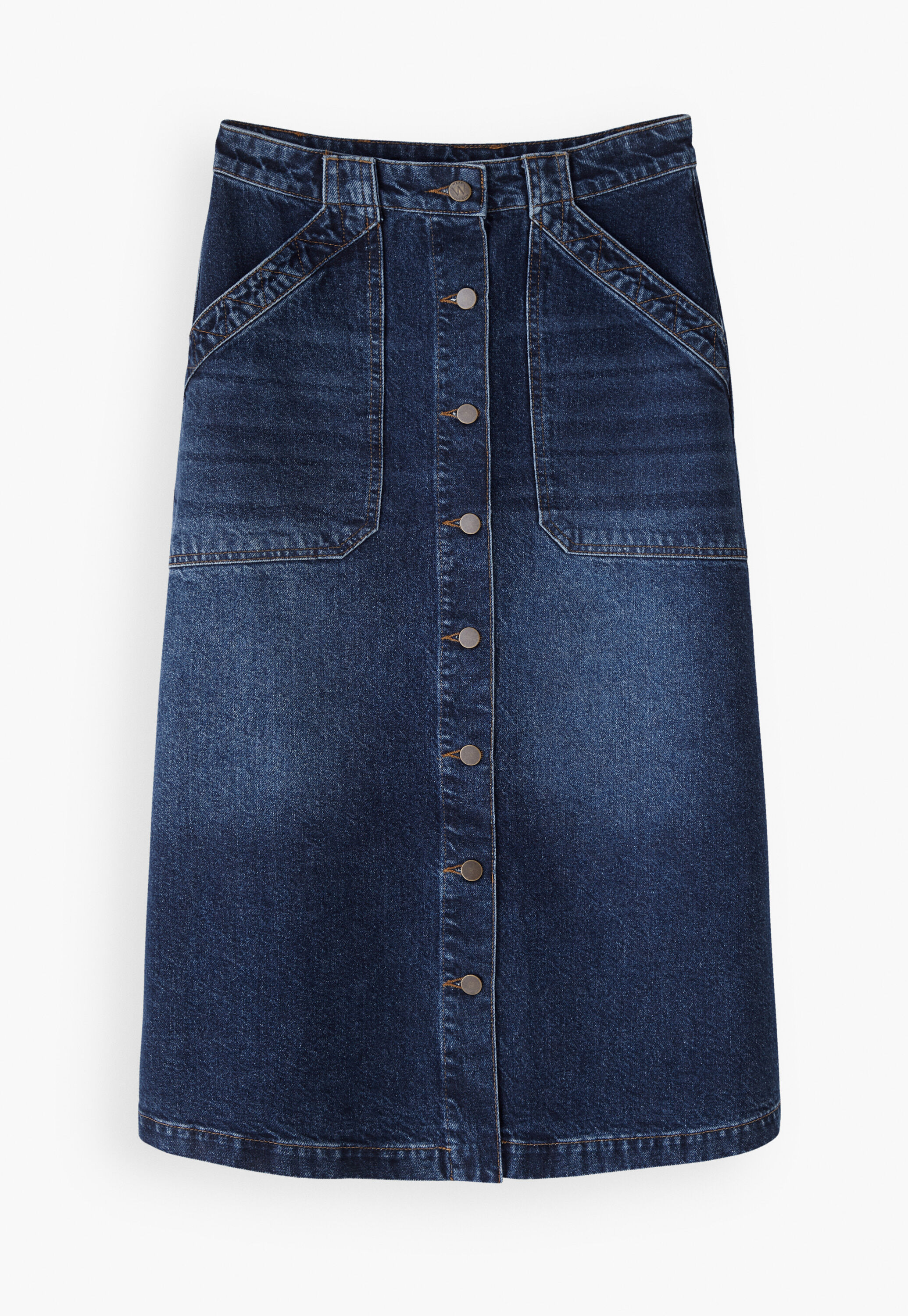 Denim button-front skirt