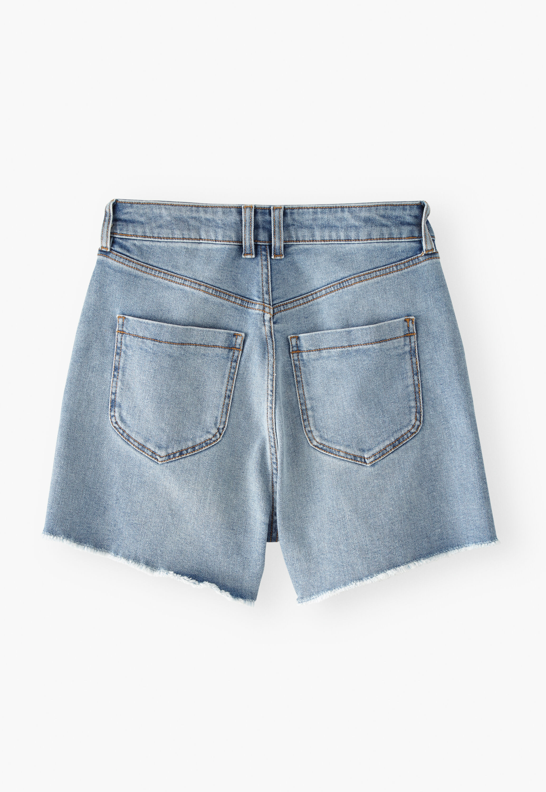 Raw-hem denim shorts