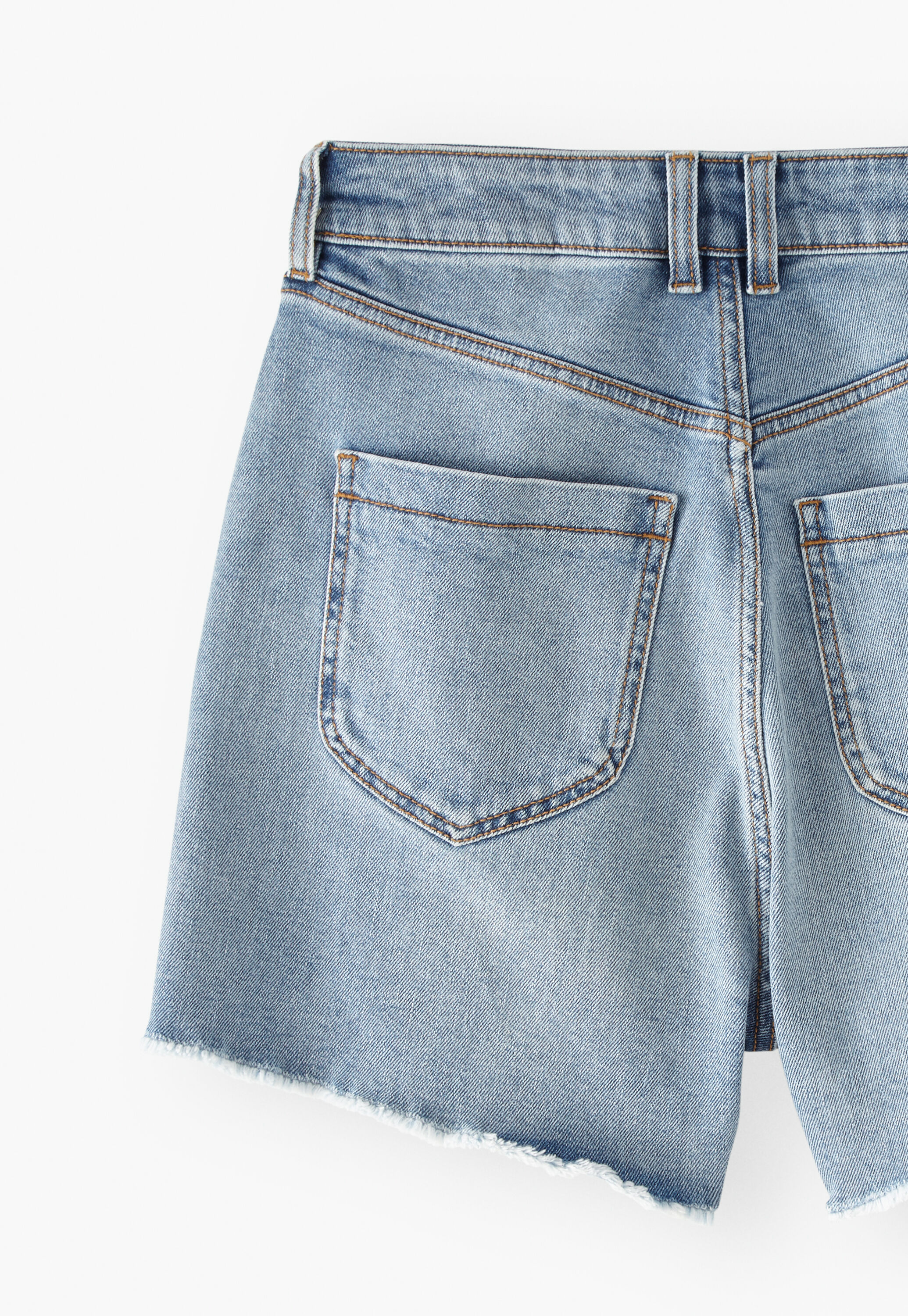 Raw-hem denim shorts