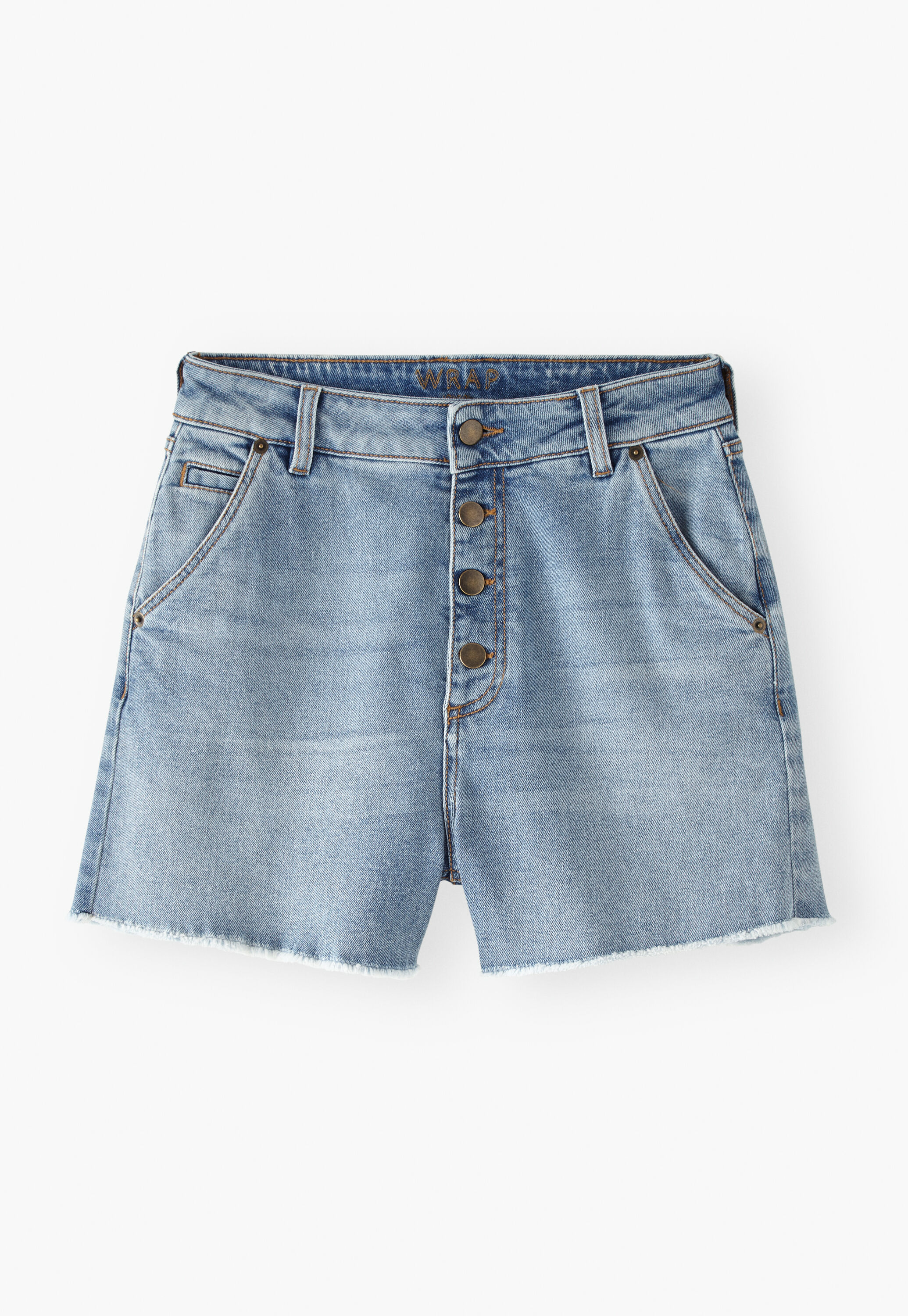 Raw-hem denim shorts