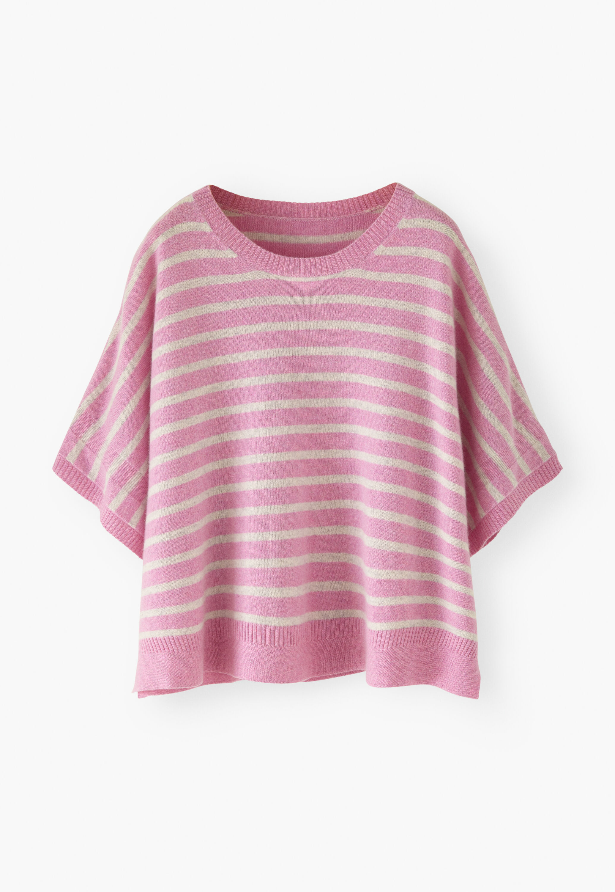 Striped poncho, Rose, large