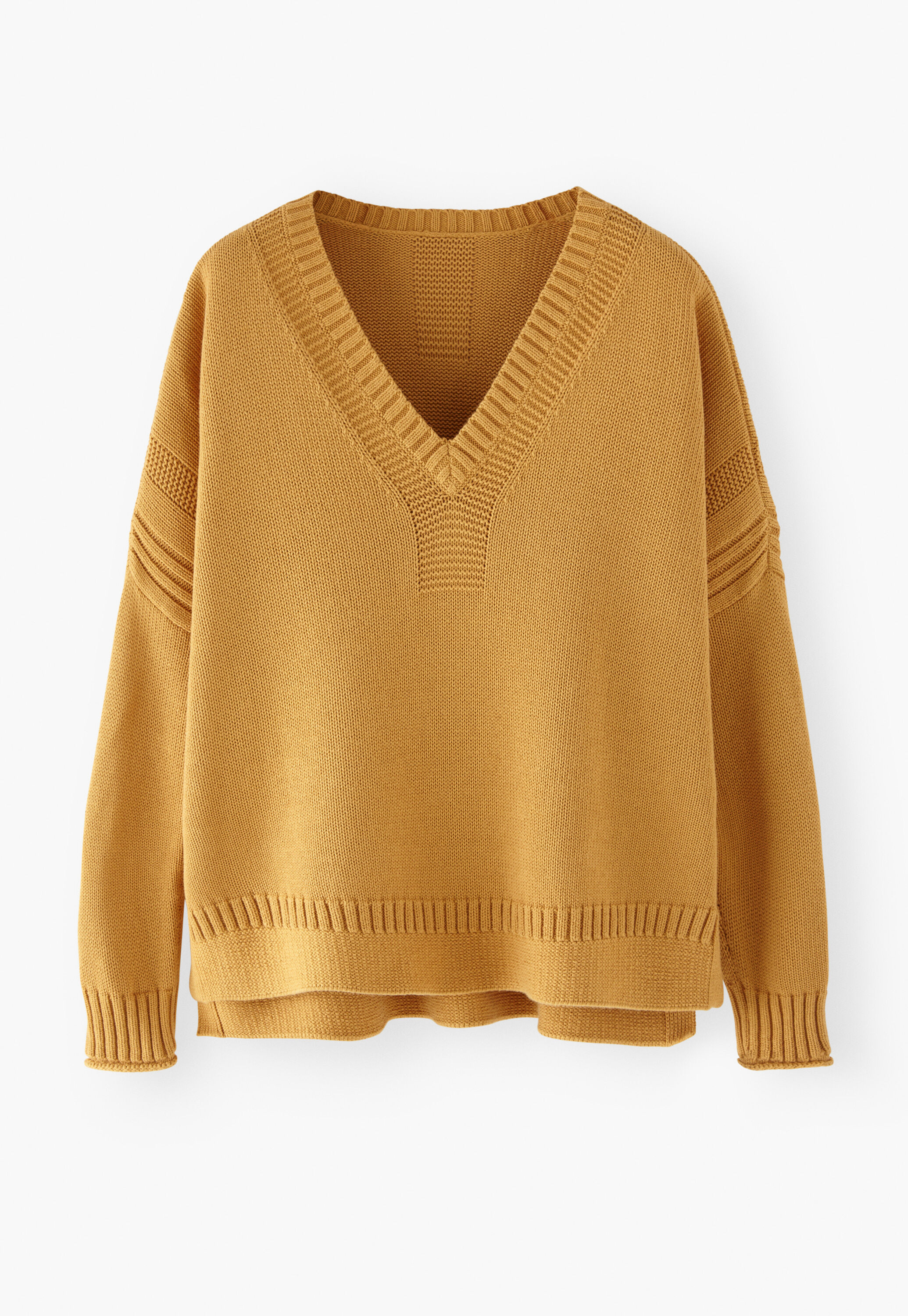 V-neck sweater, Warm yellow, large