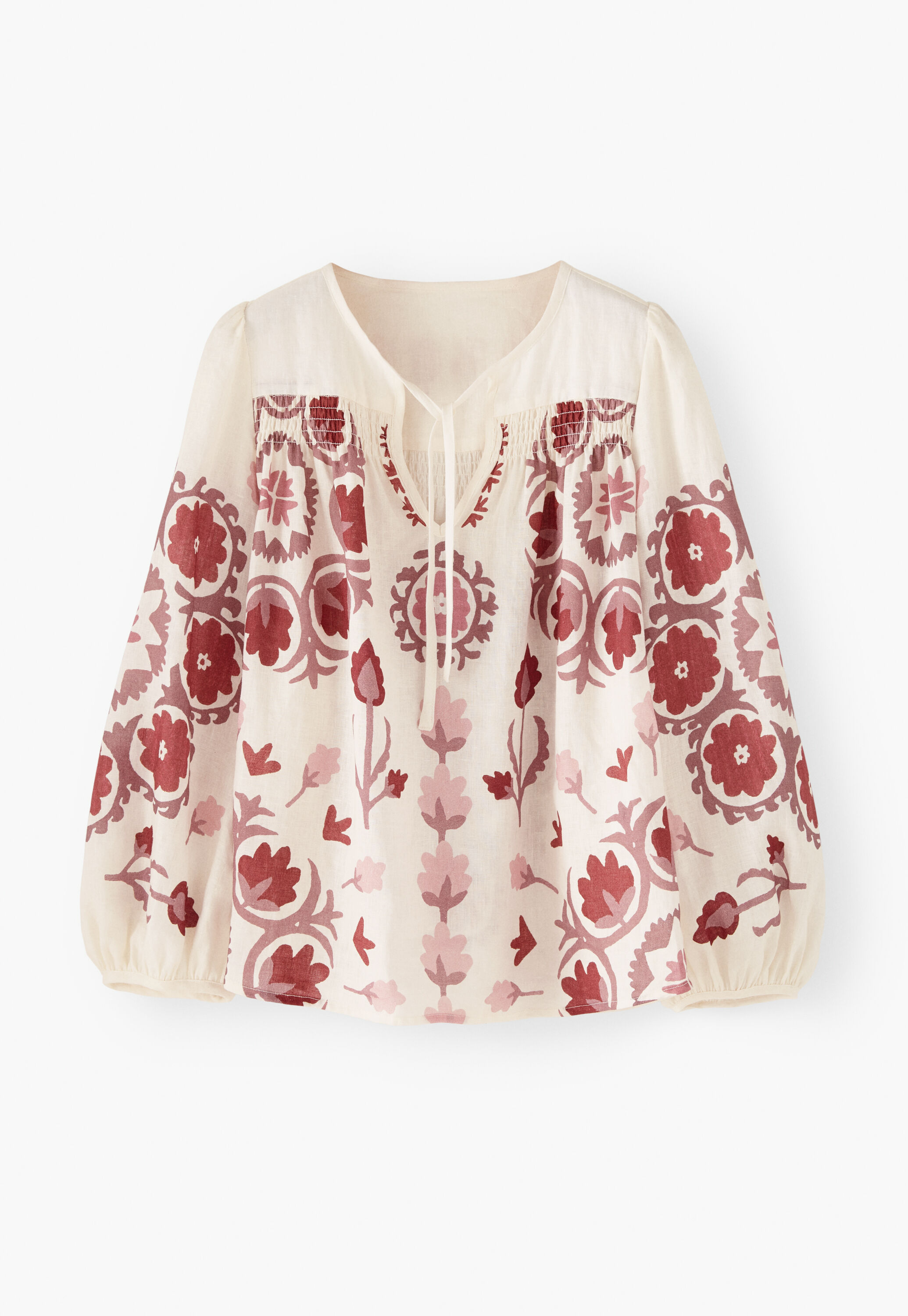 Printed boho blouse, Ecru pink, large