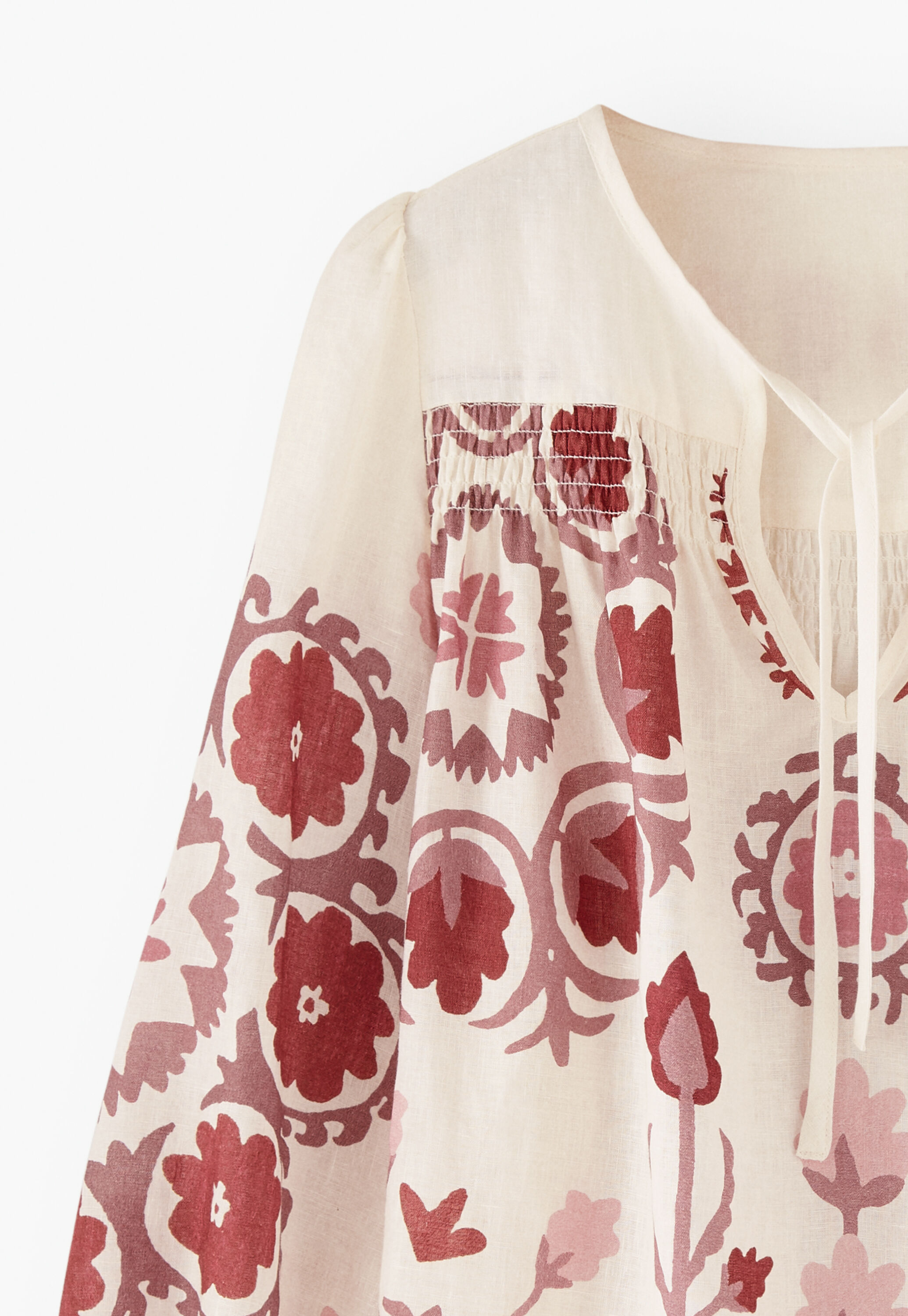 Printed boho blouse, Ecru pink, large