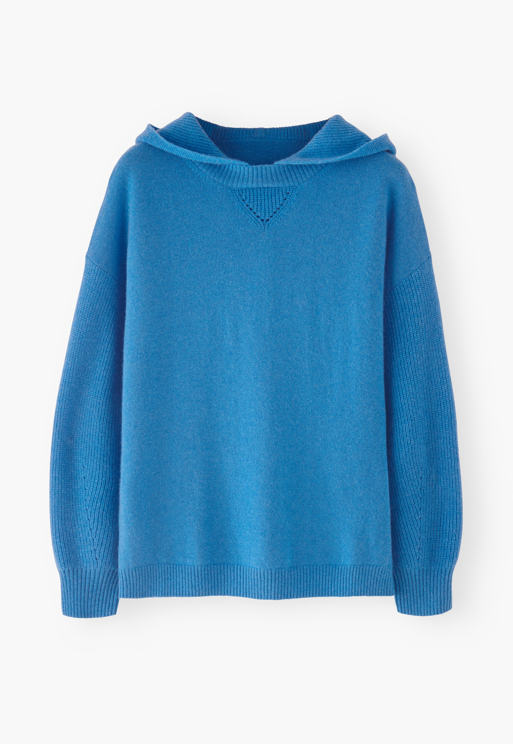 Rib-sleeve hoodie, Bright blue, large