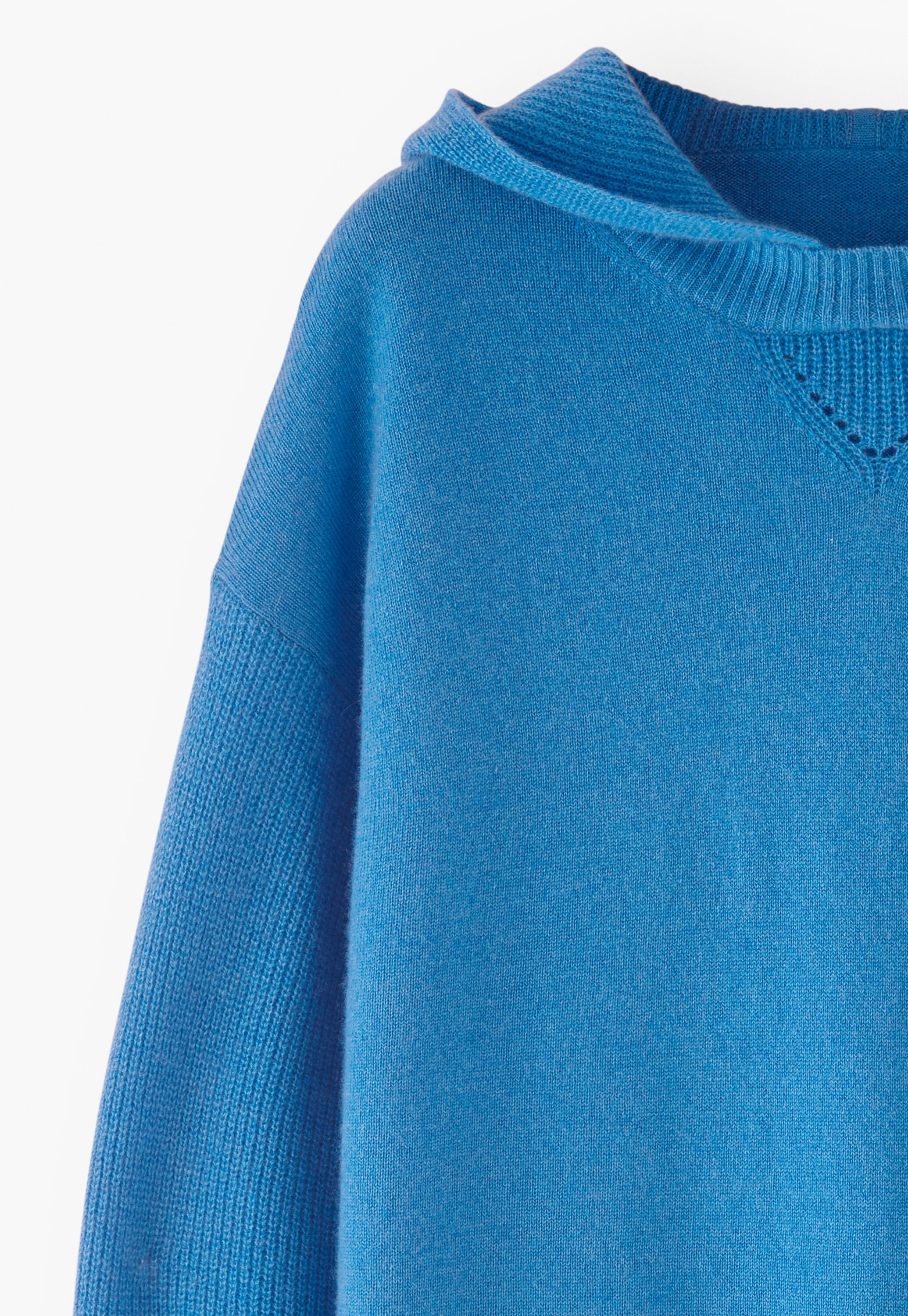 Rib-sleeve hoodie, Bright blue, large