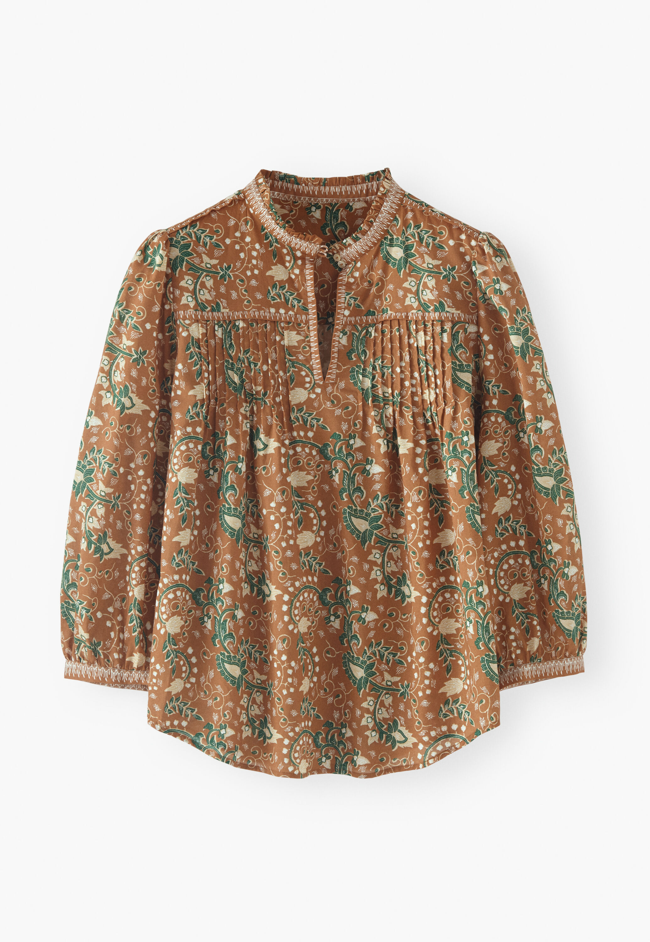 Printed tuck-detail blouse