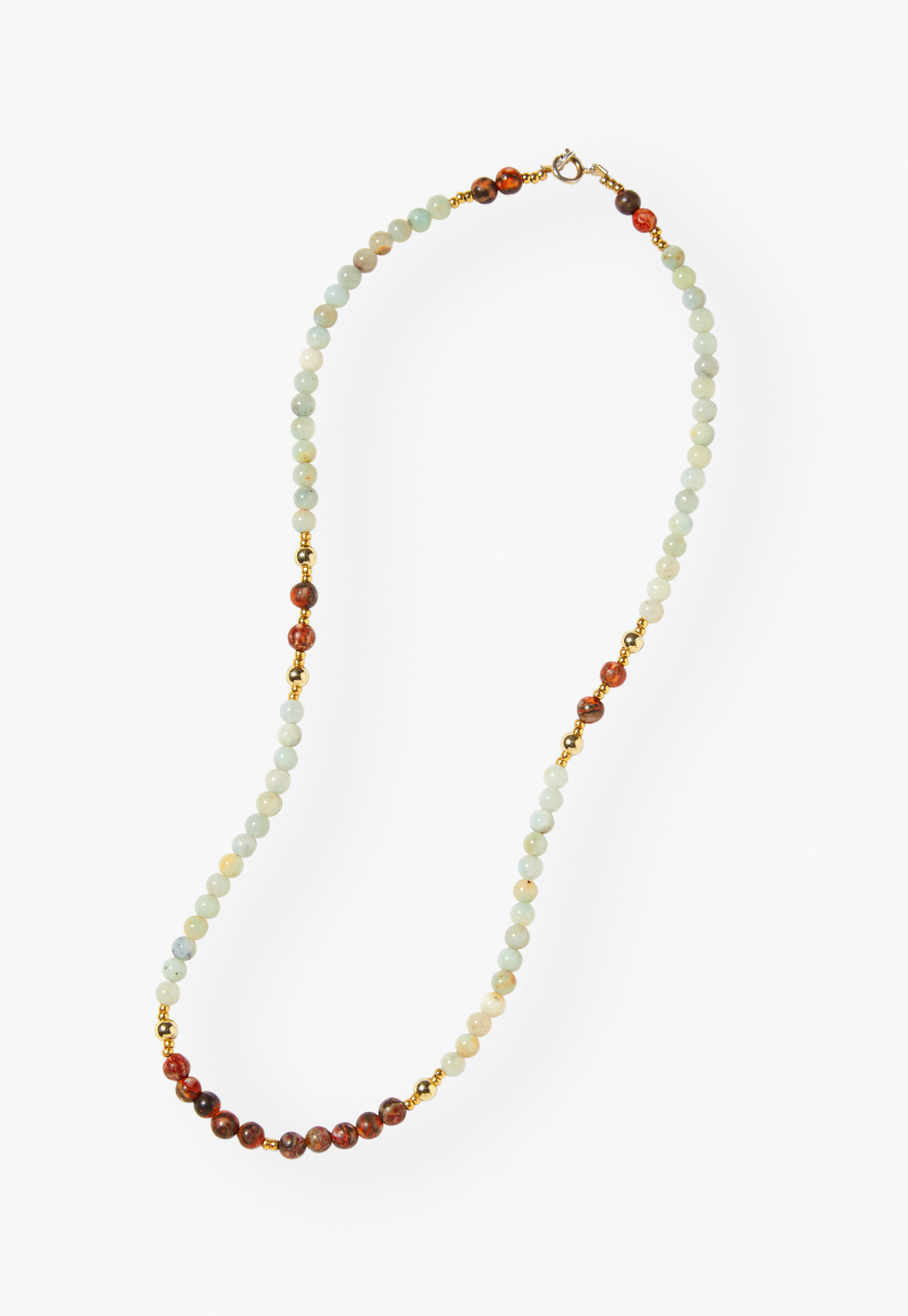 Rhondite & amazonite beaded necklace