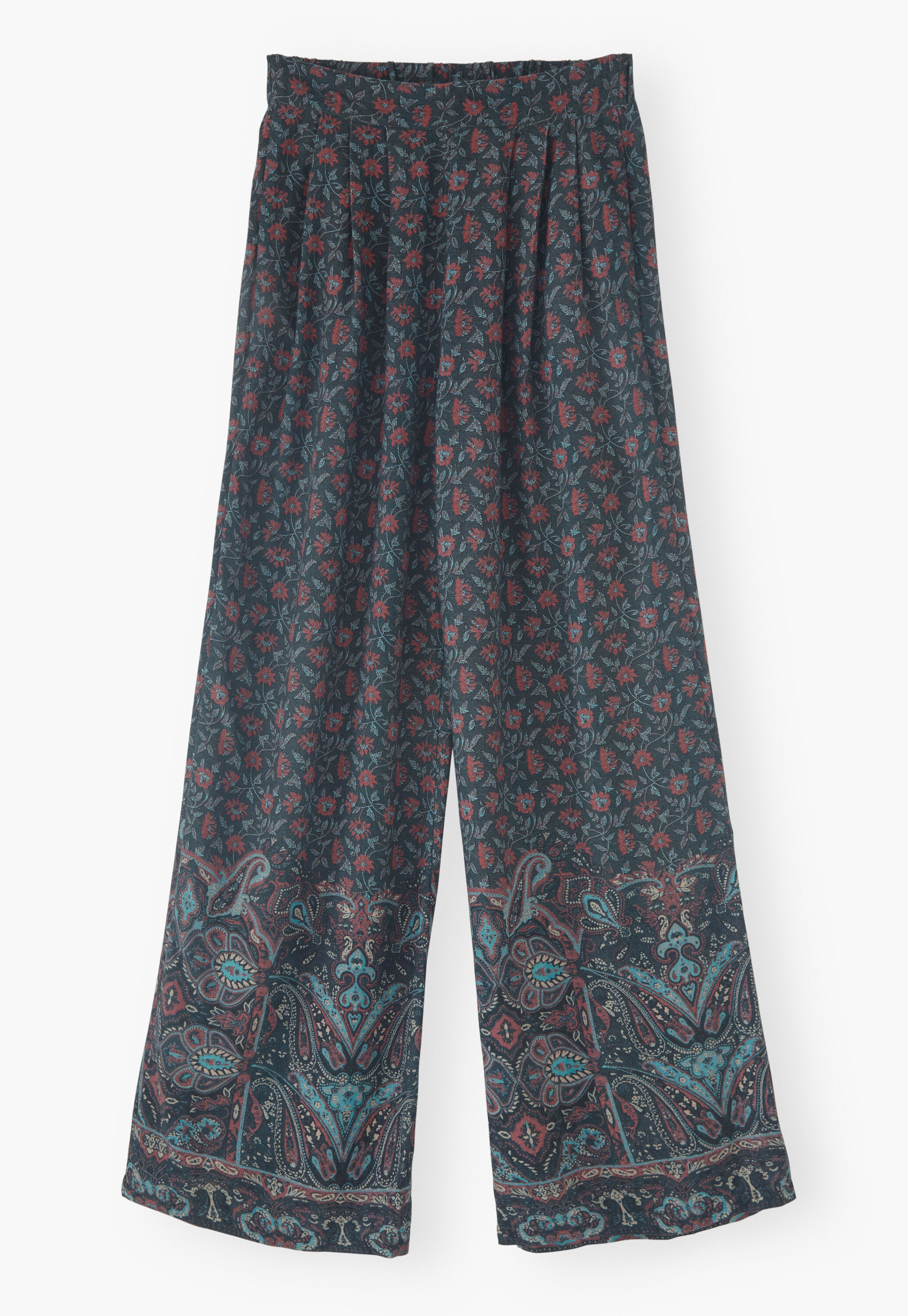 Wide-leg printed trousers