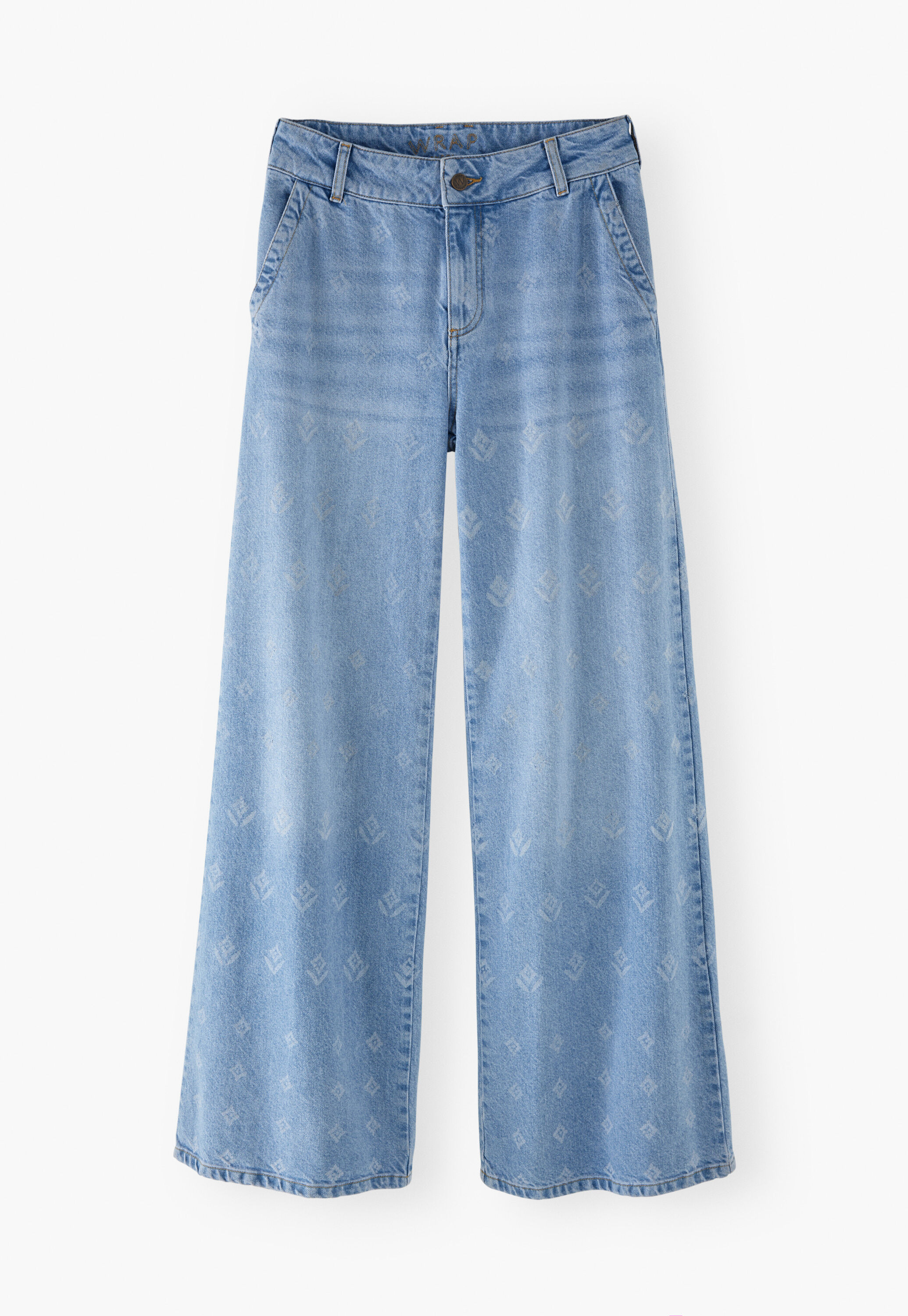 Lasered wide-leg jeans
