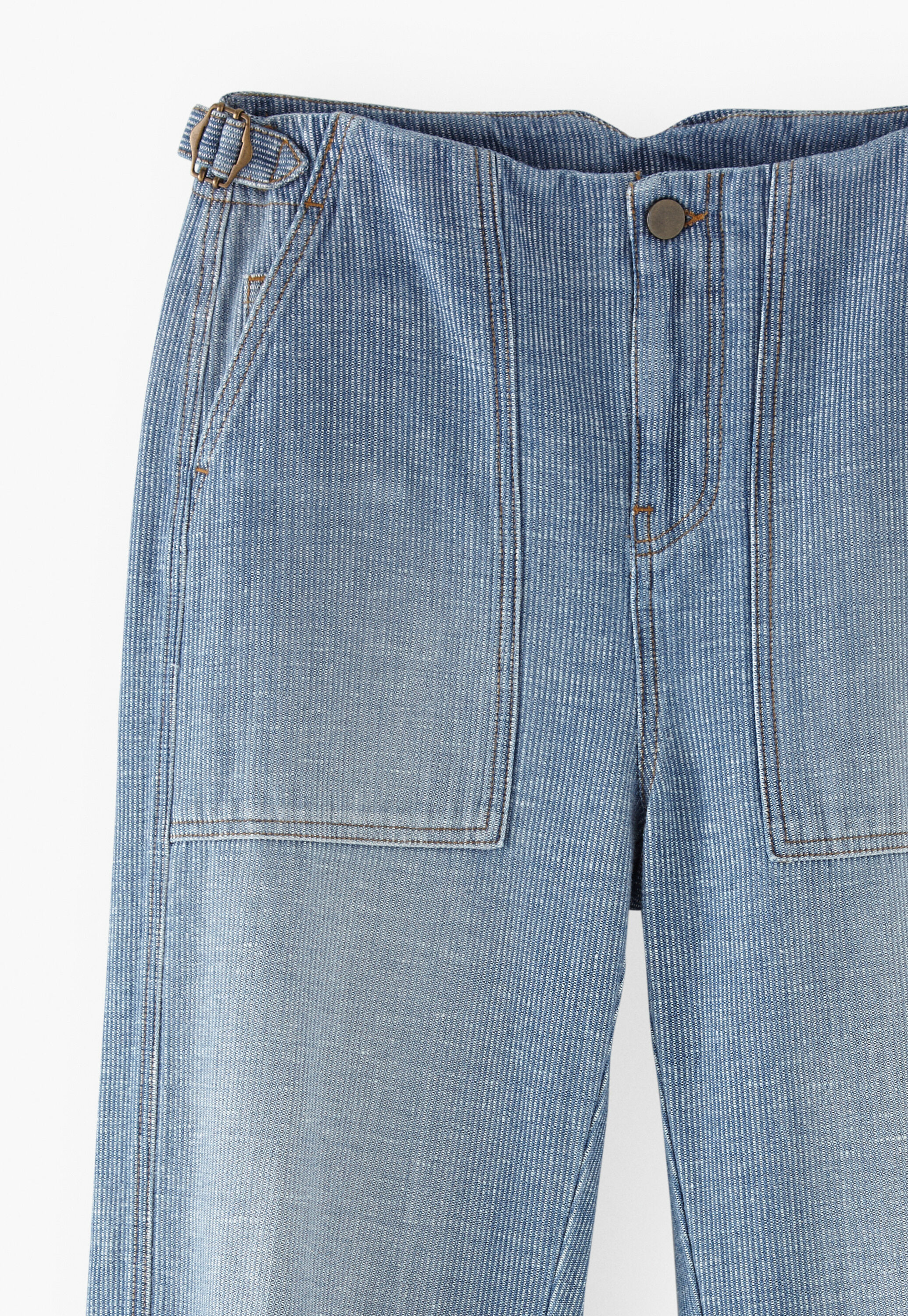 Barrel-leg striped trousers, Light wash, large