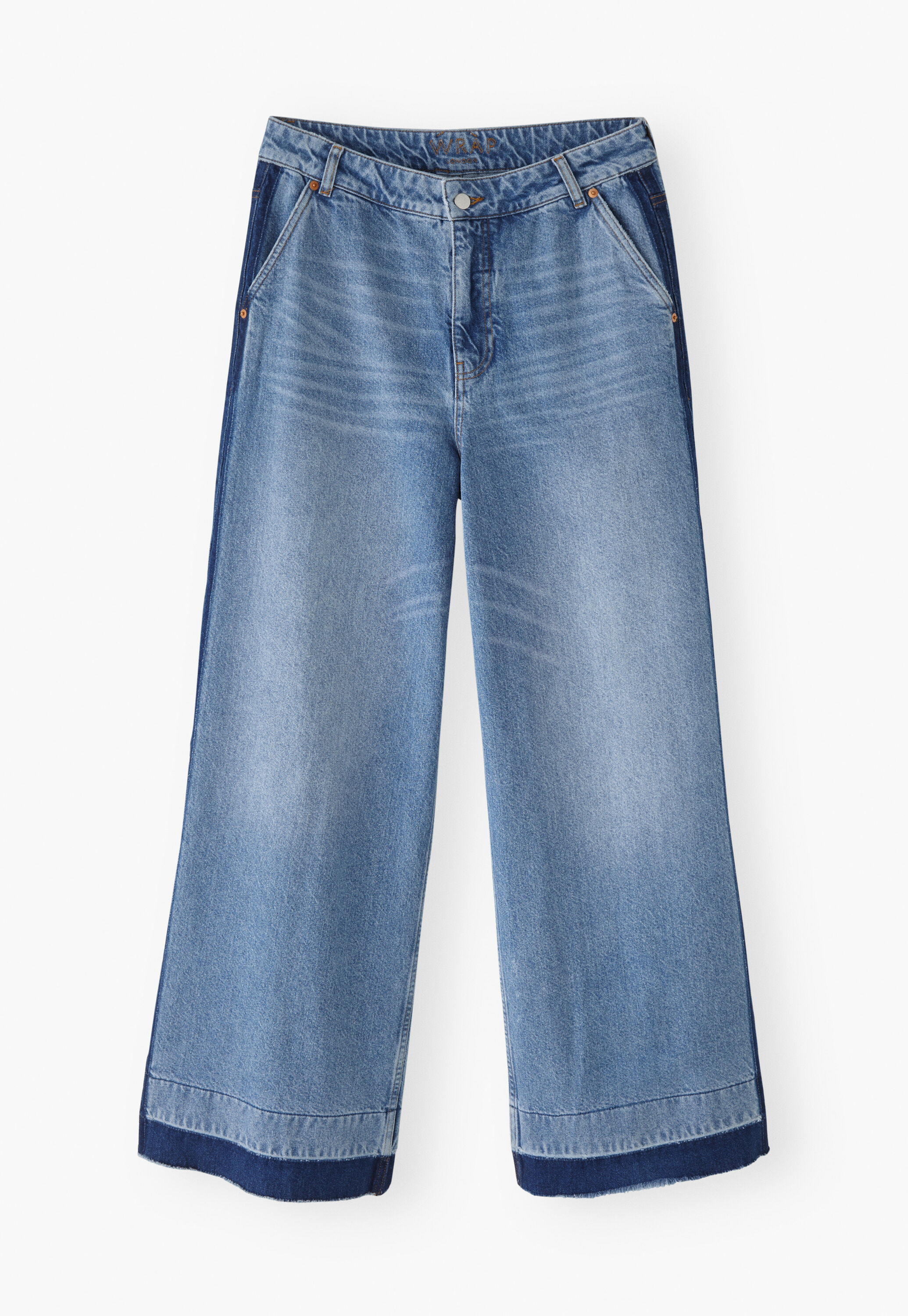 Wide-leg seam-stripe jeans