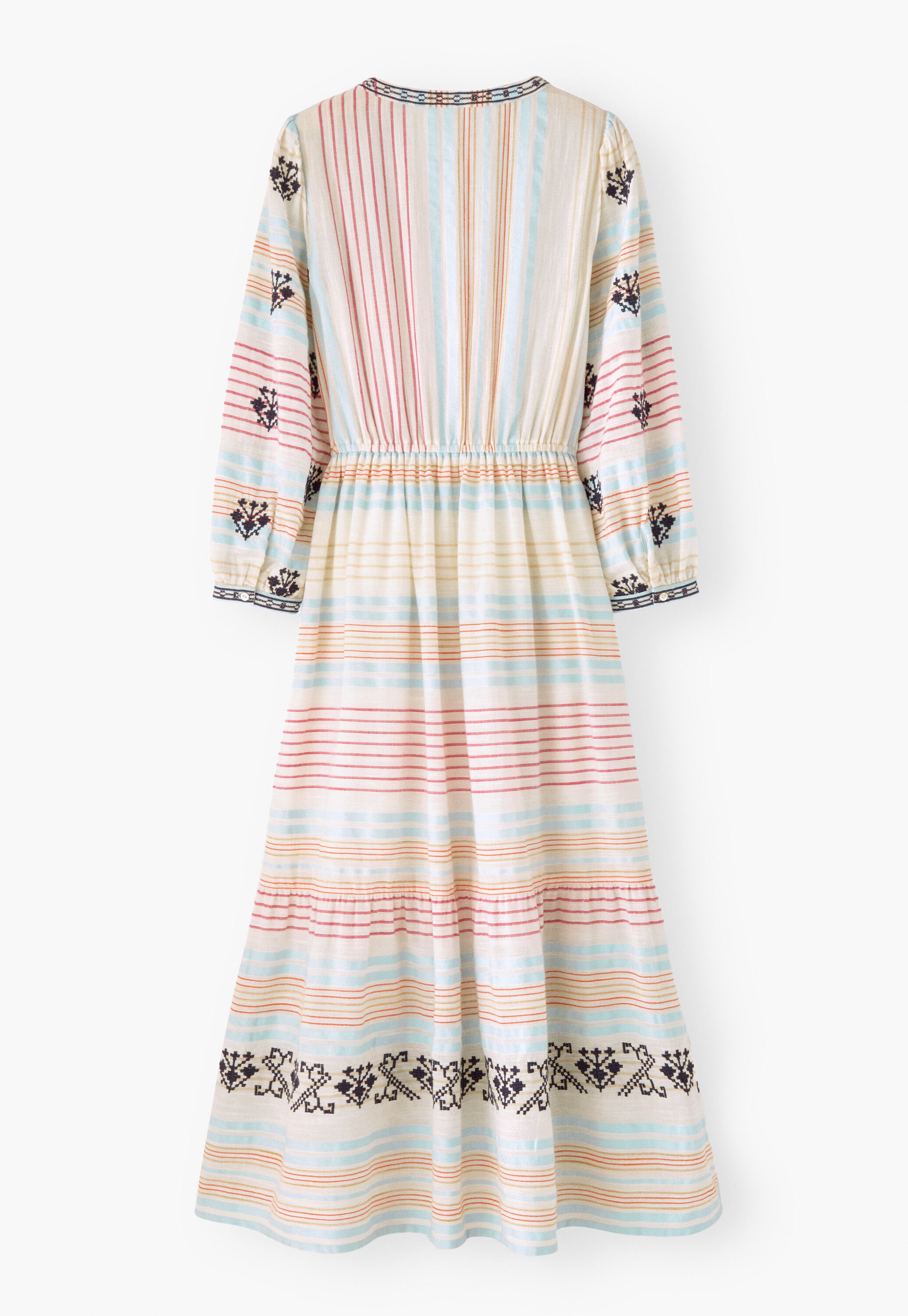 Embroidered striped dress