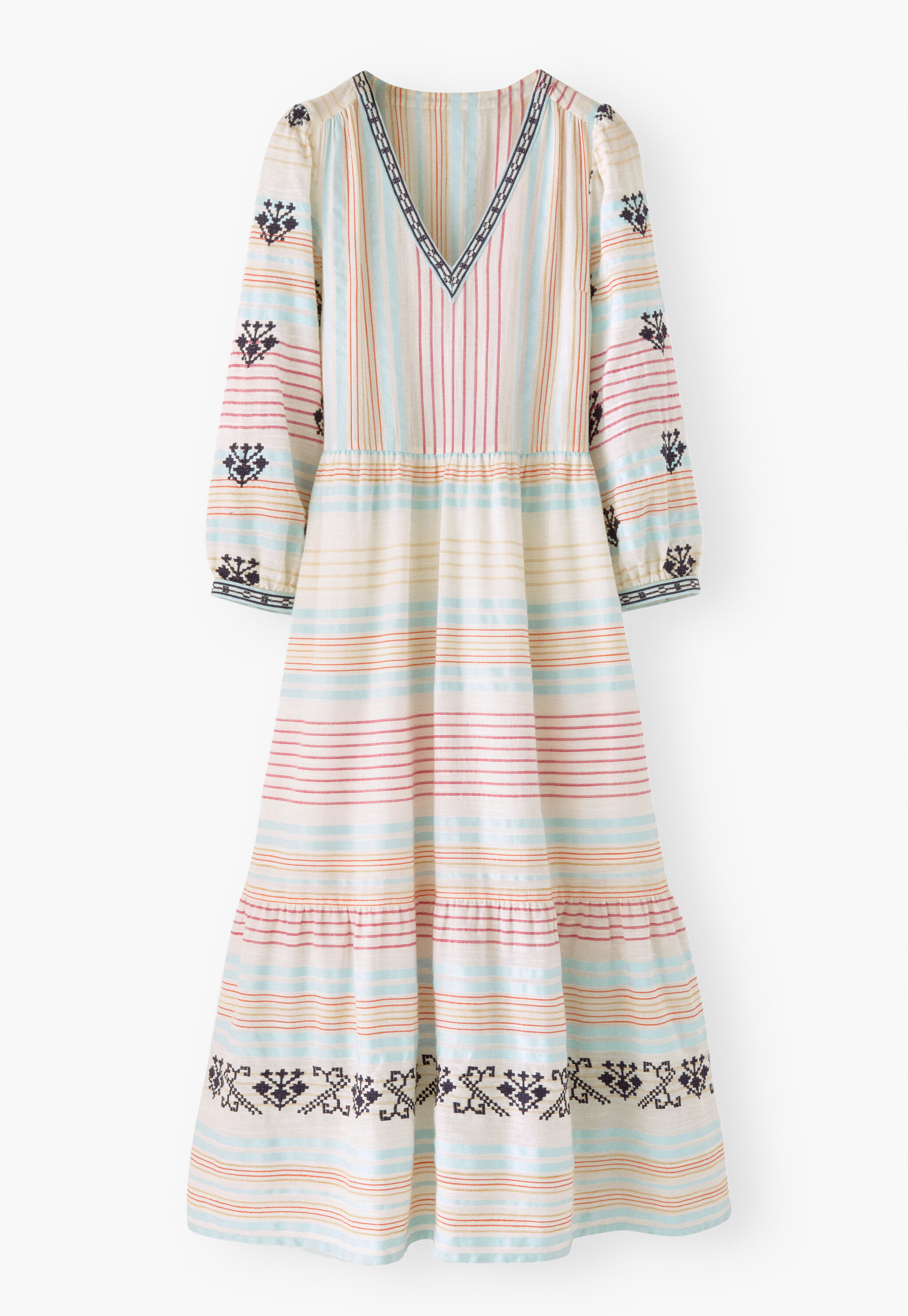 Embroidered striped dress