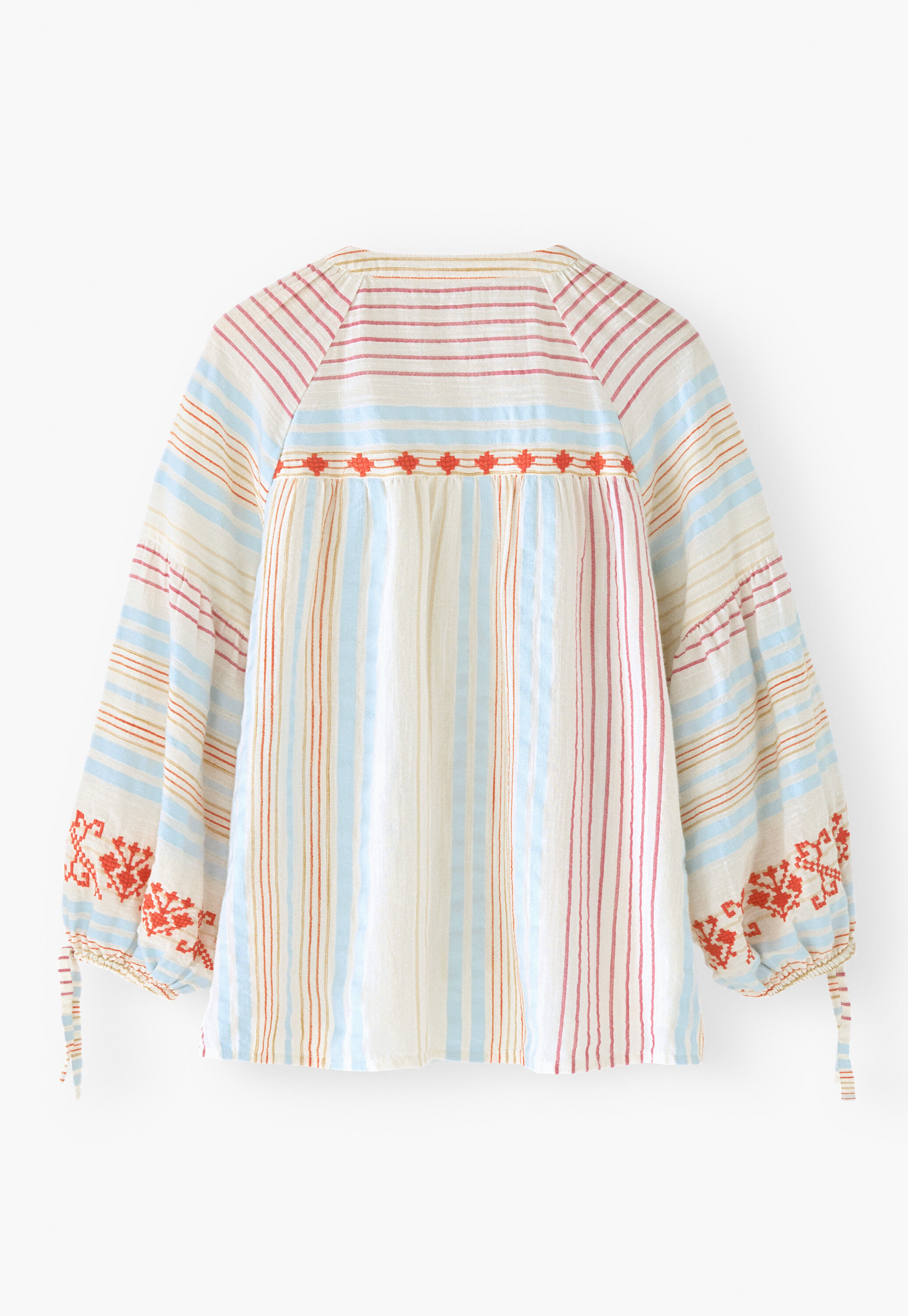 Embroidered striped blouse
