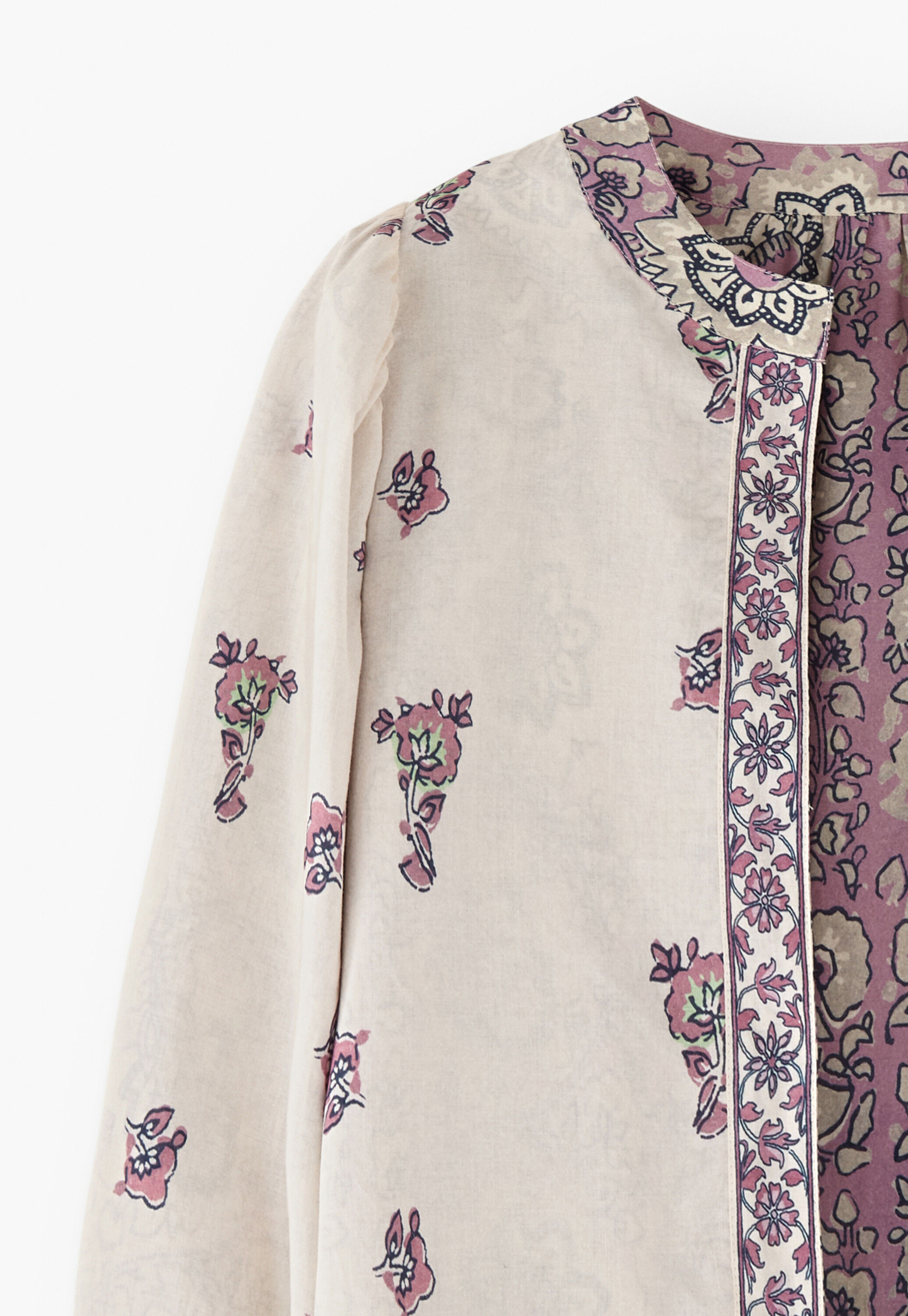 Reversible printed jacket, Ivory mauve, large