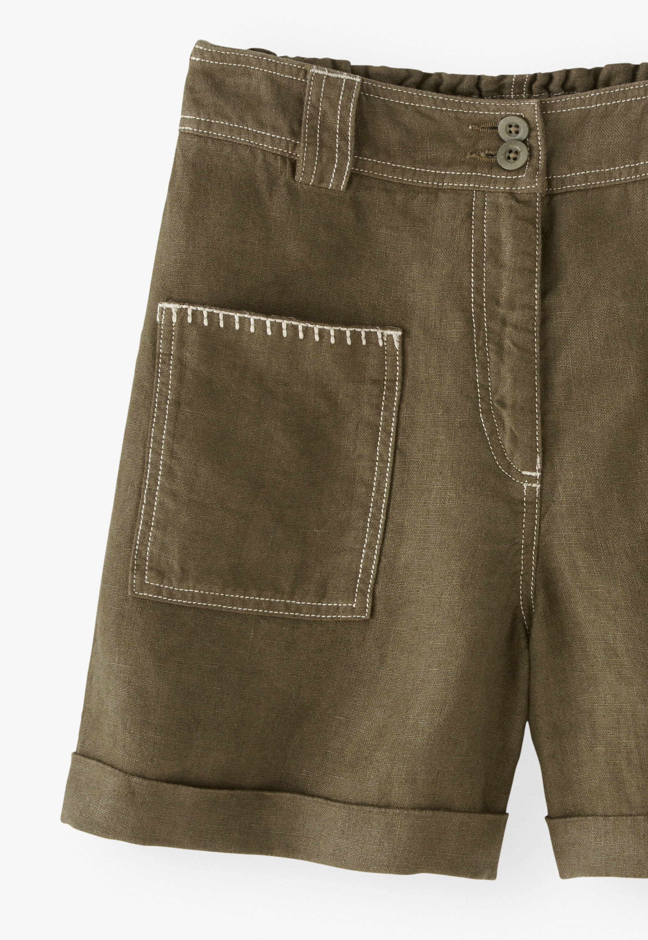 Patch-pocket shorts, Dark khaki, large