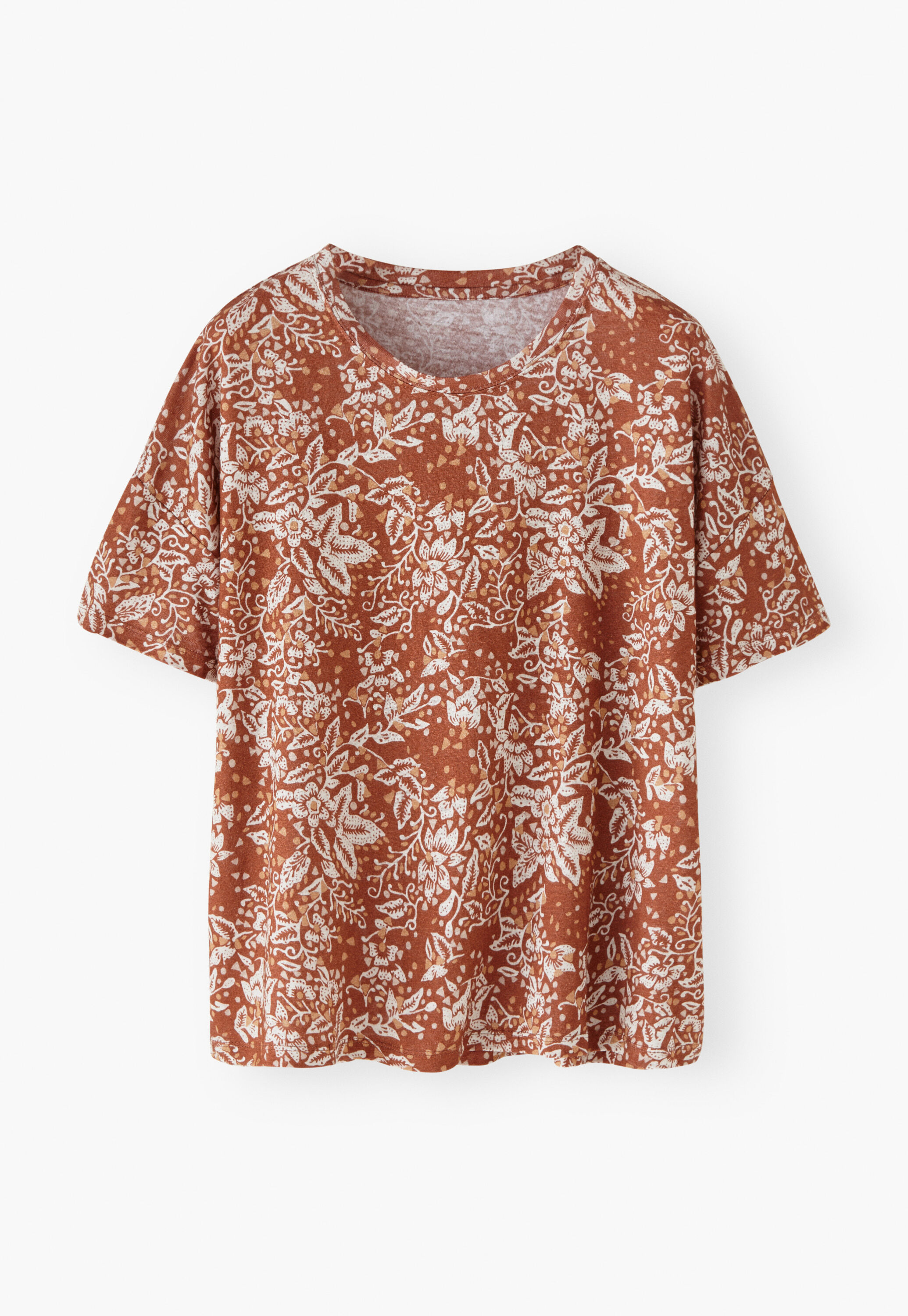 Printed T-shirt, Rust, large