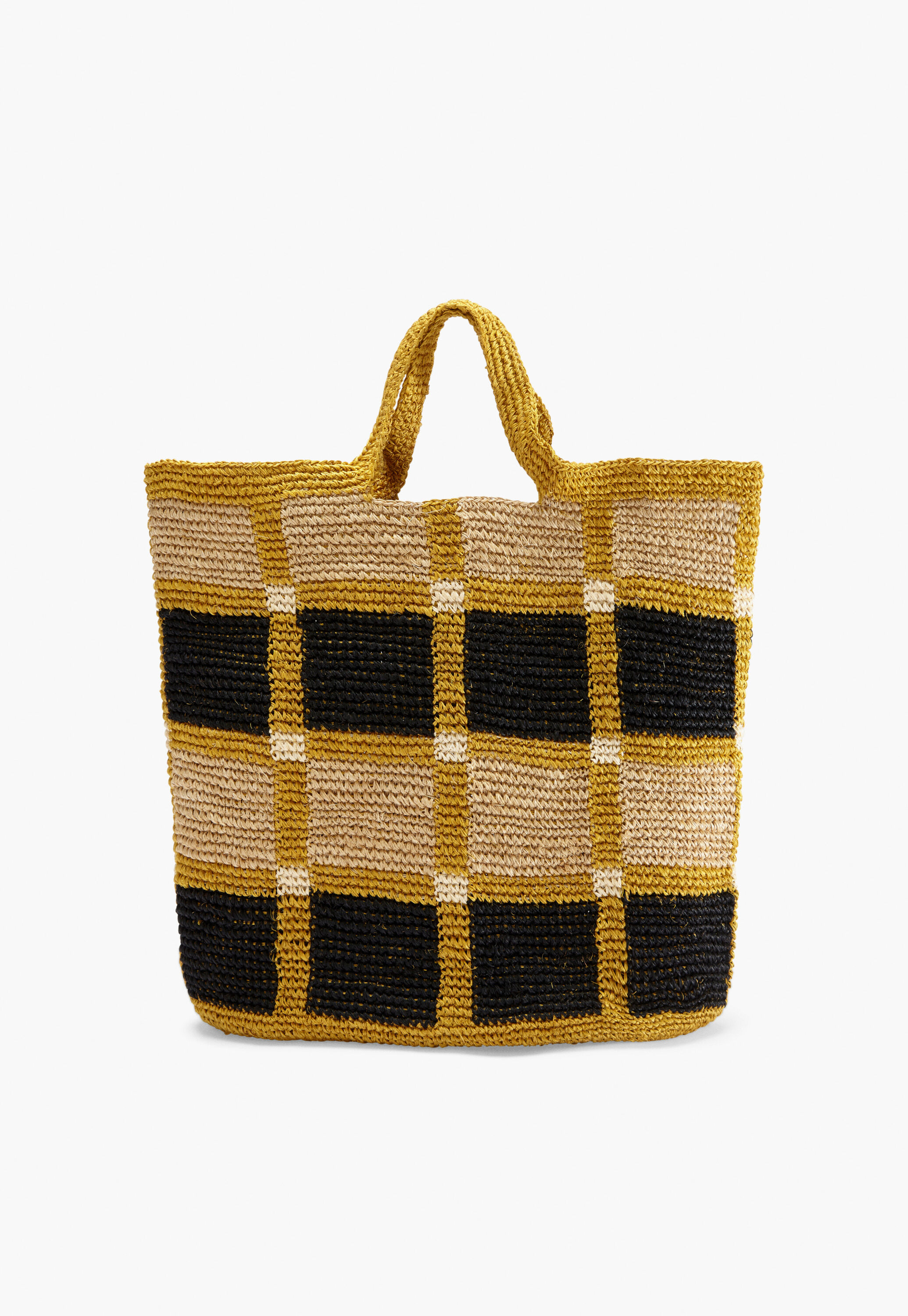 Checked raffia bag