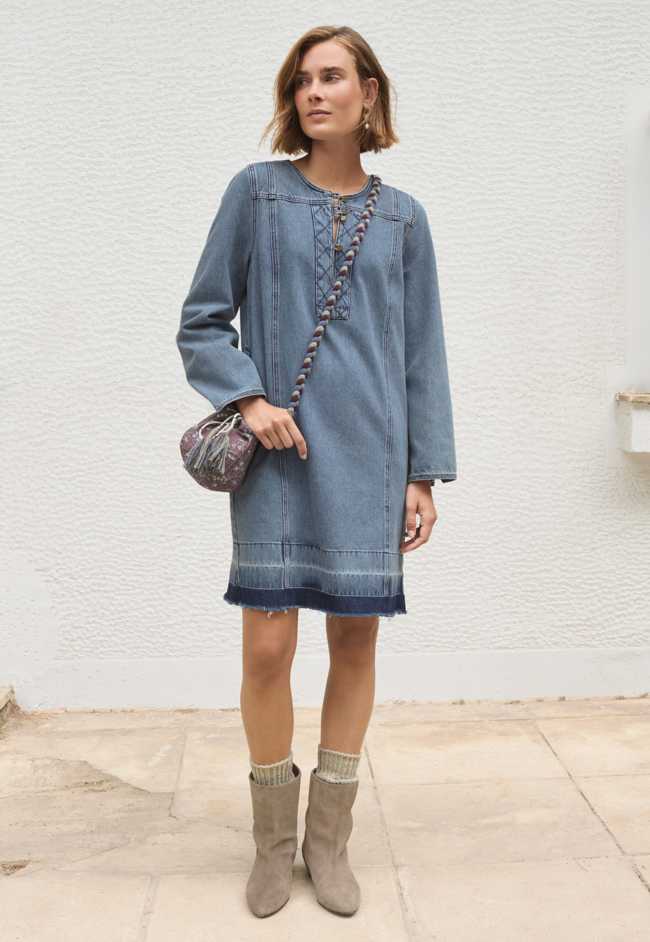 Denim shift dress