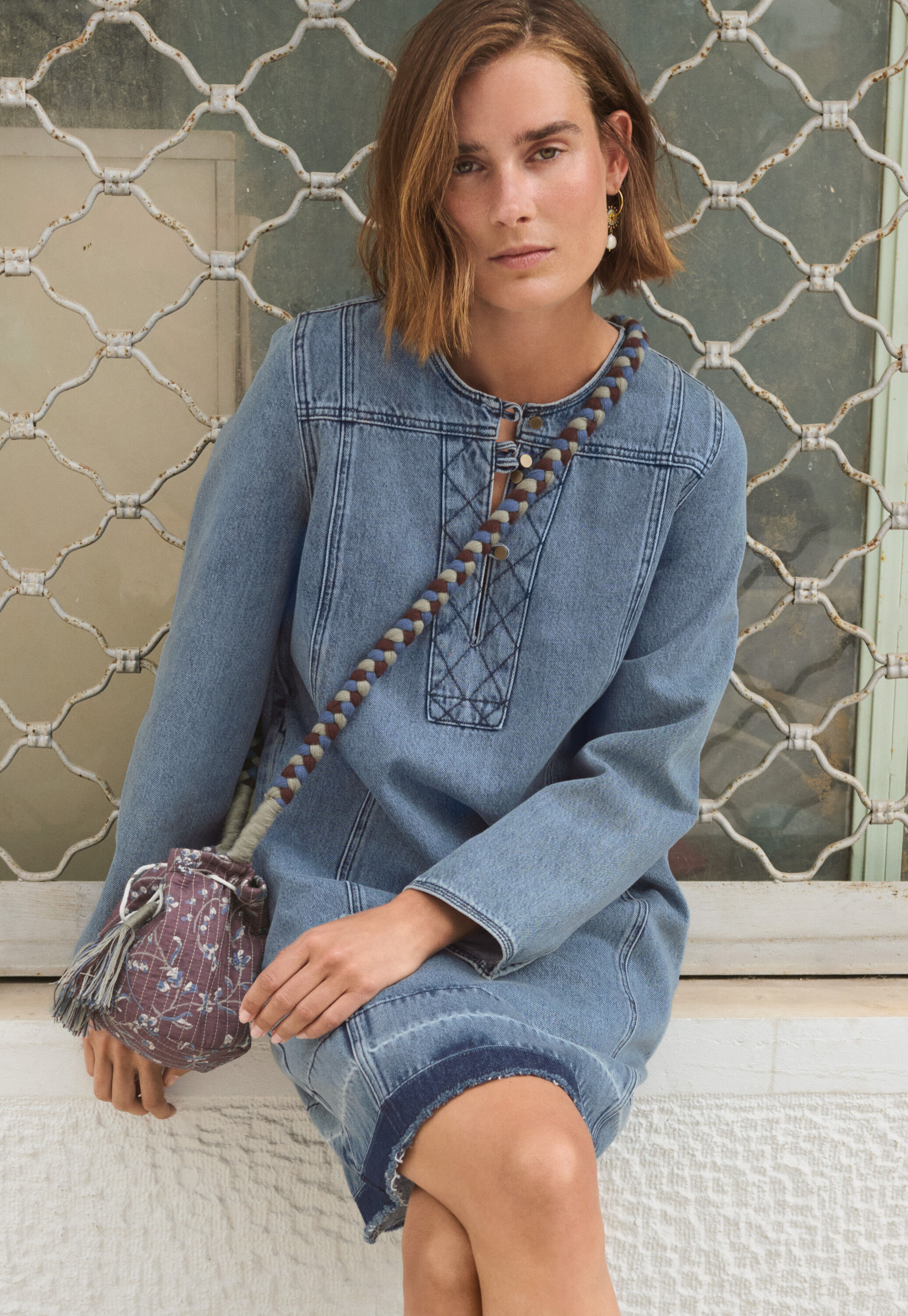 Denim shift dress