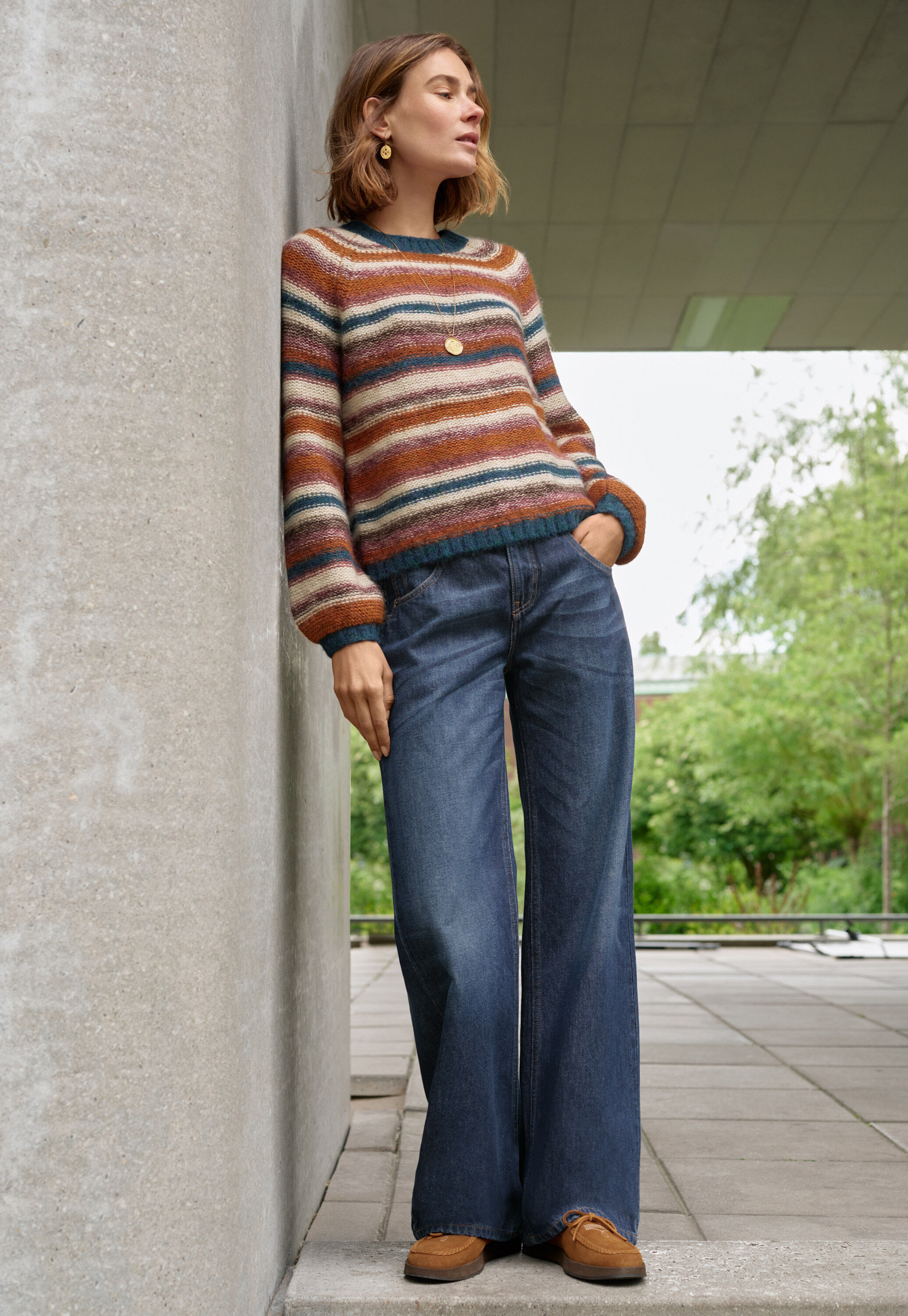 Reverse striped sweater