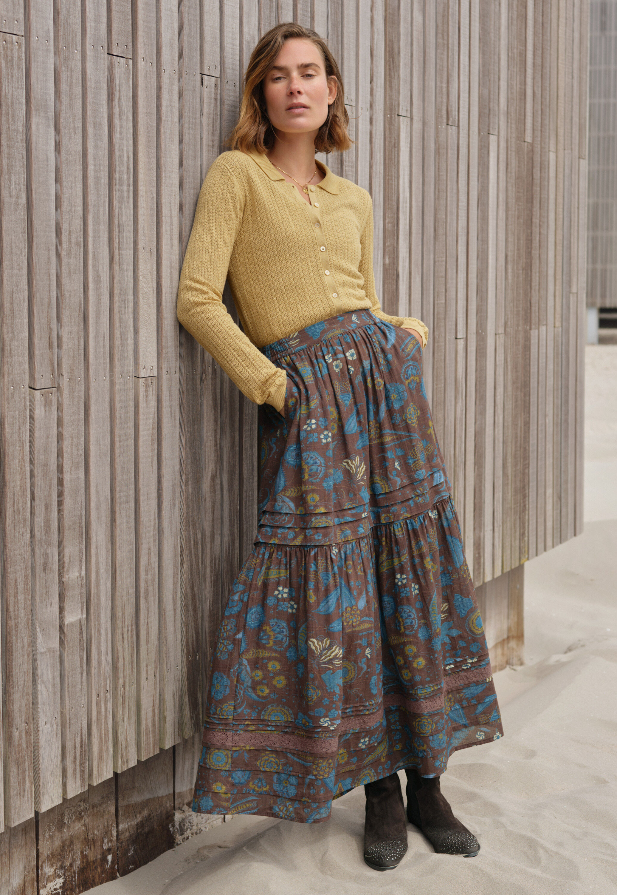 Tiered printed skirt
