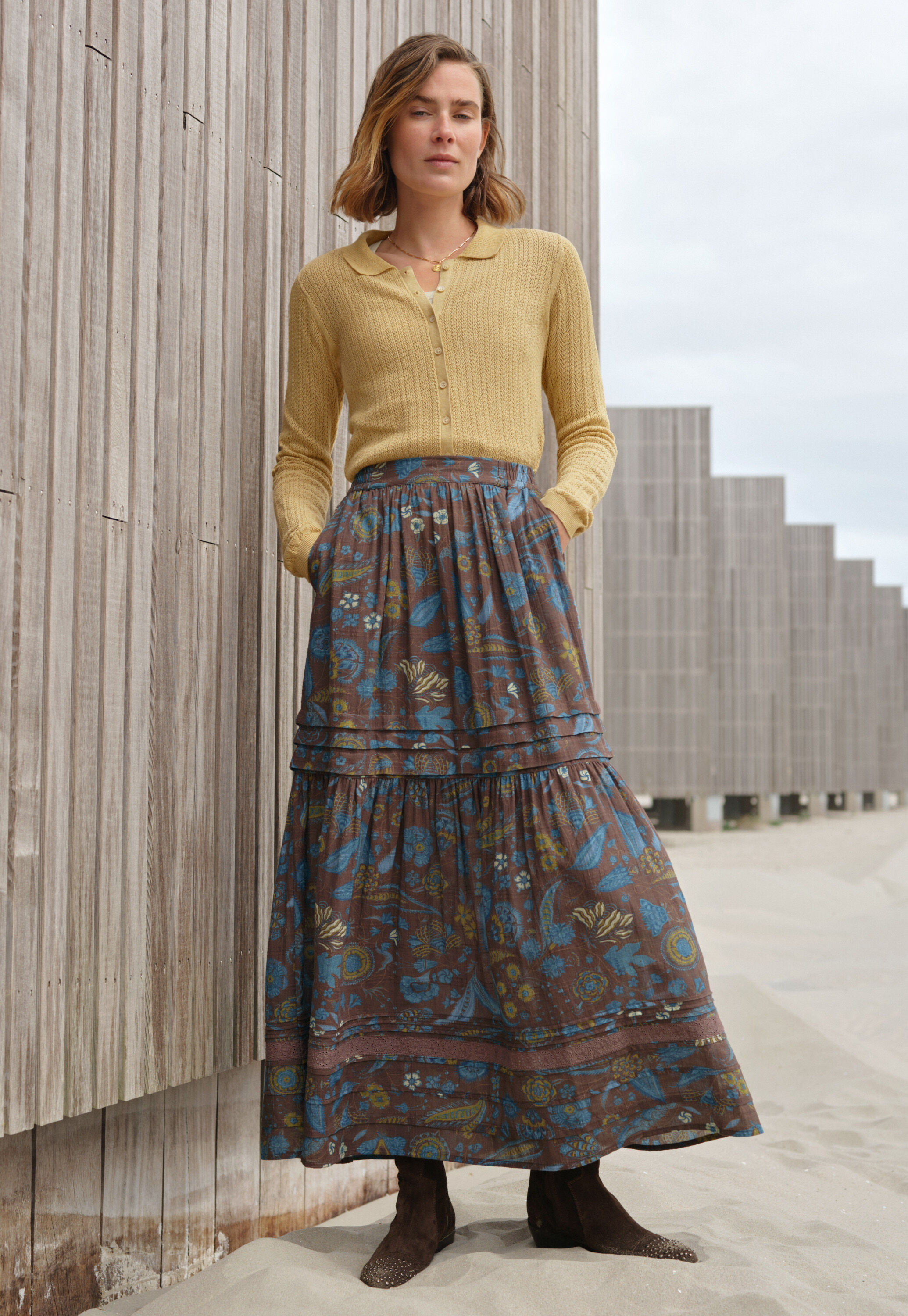 Tiered printed skirt