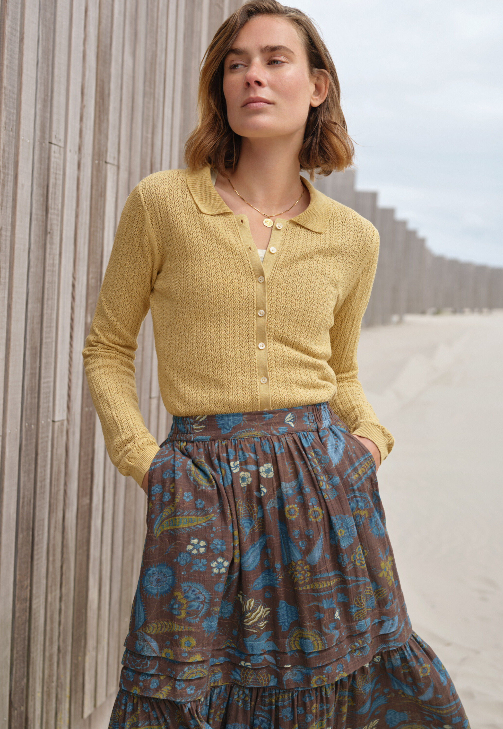 Tiered printed skirt
