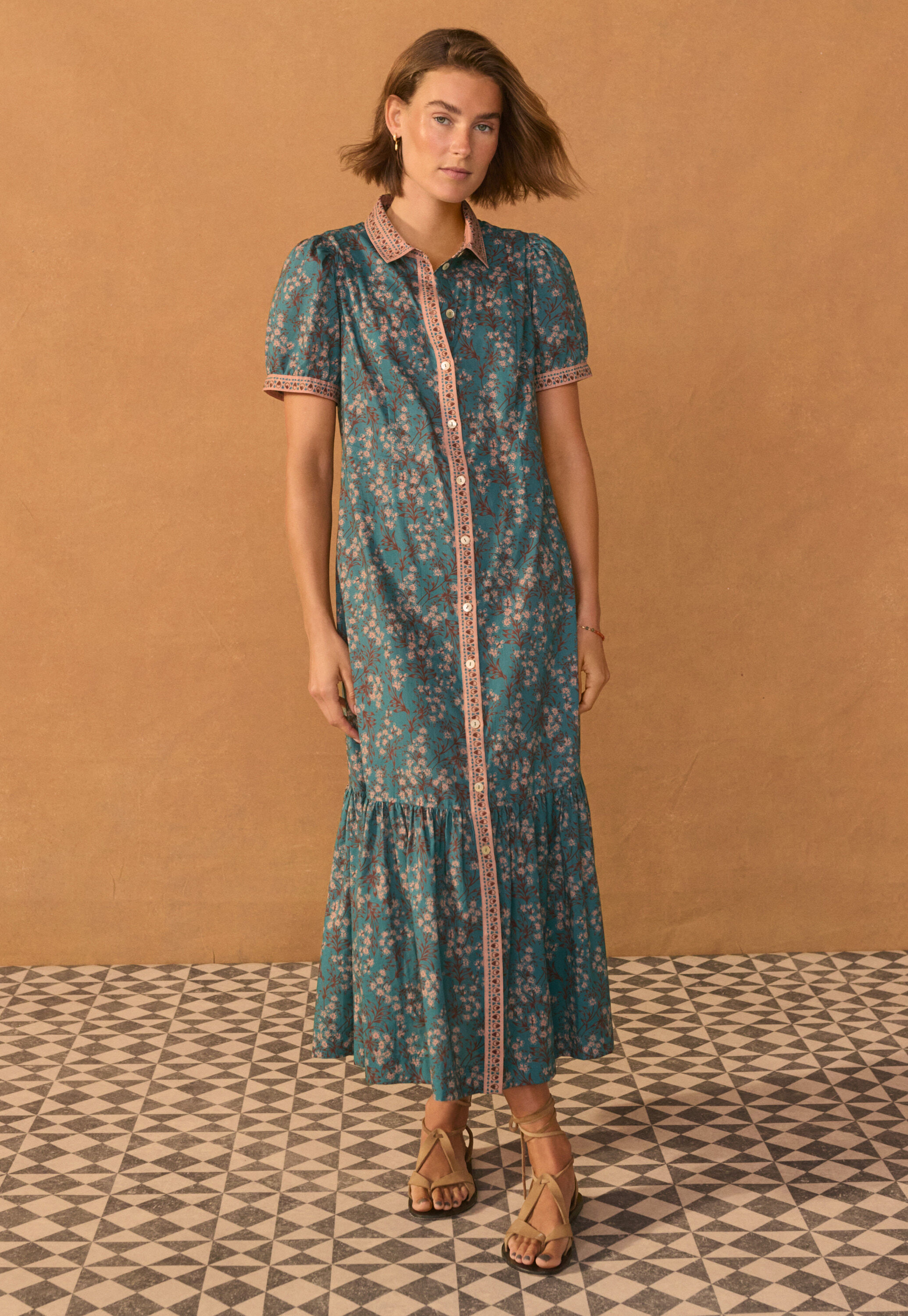 Printed button-through dress