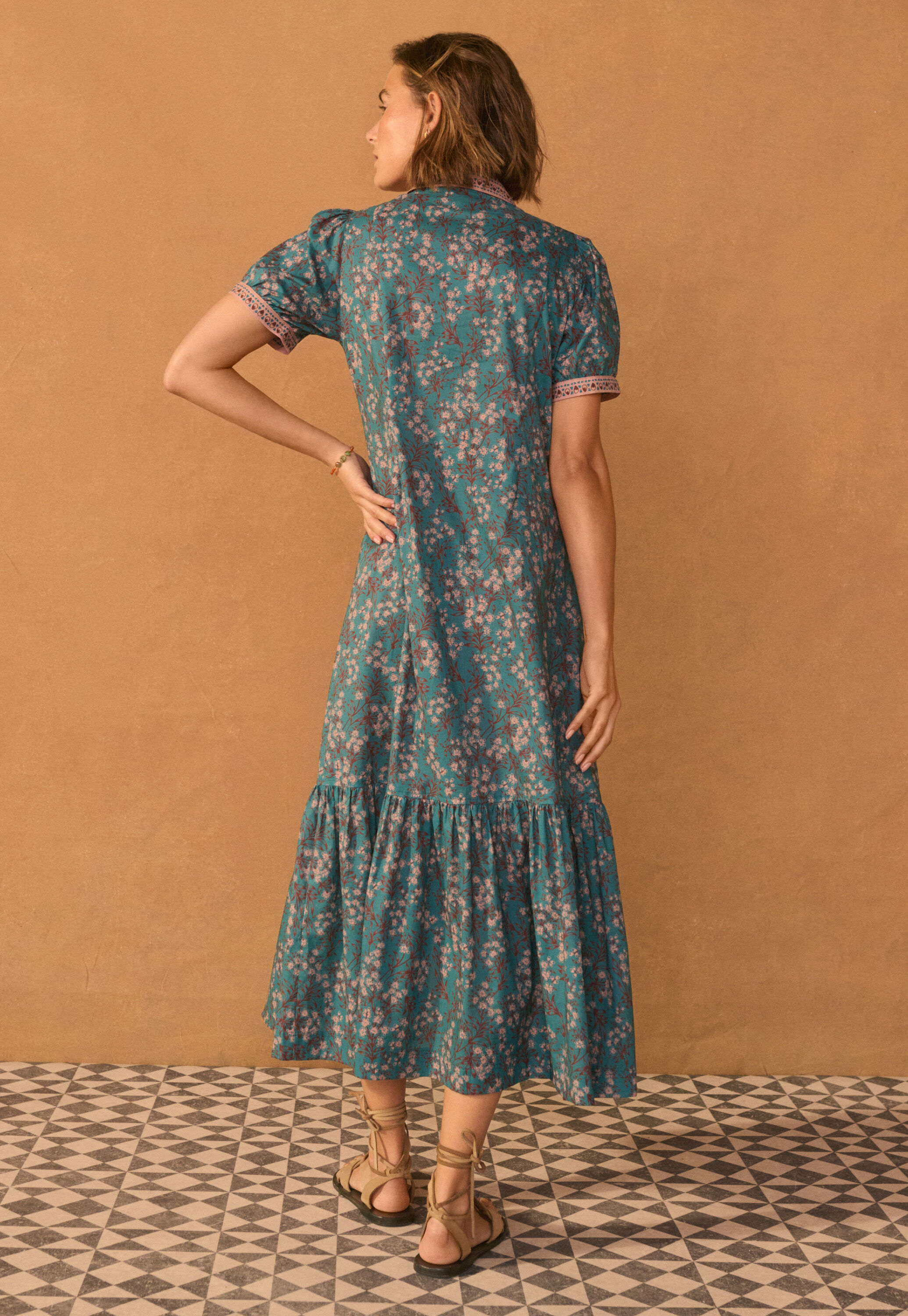 Printed button-through dress