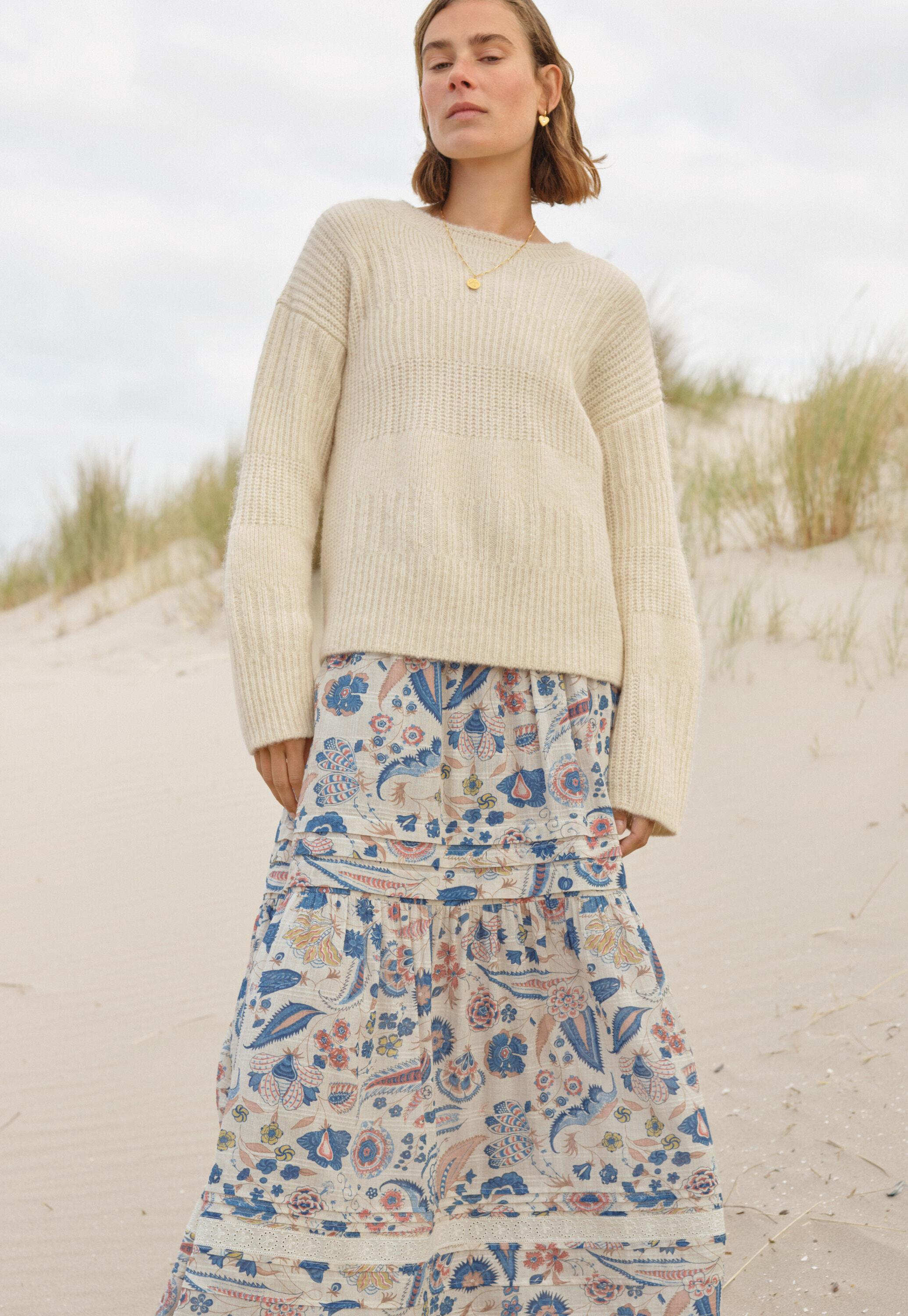 Tiered printed skirt