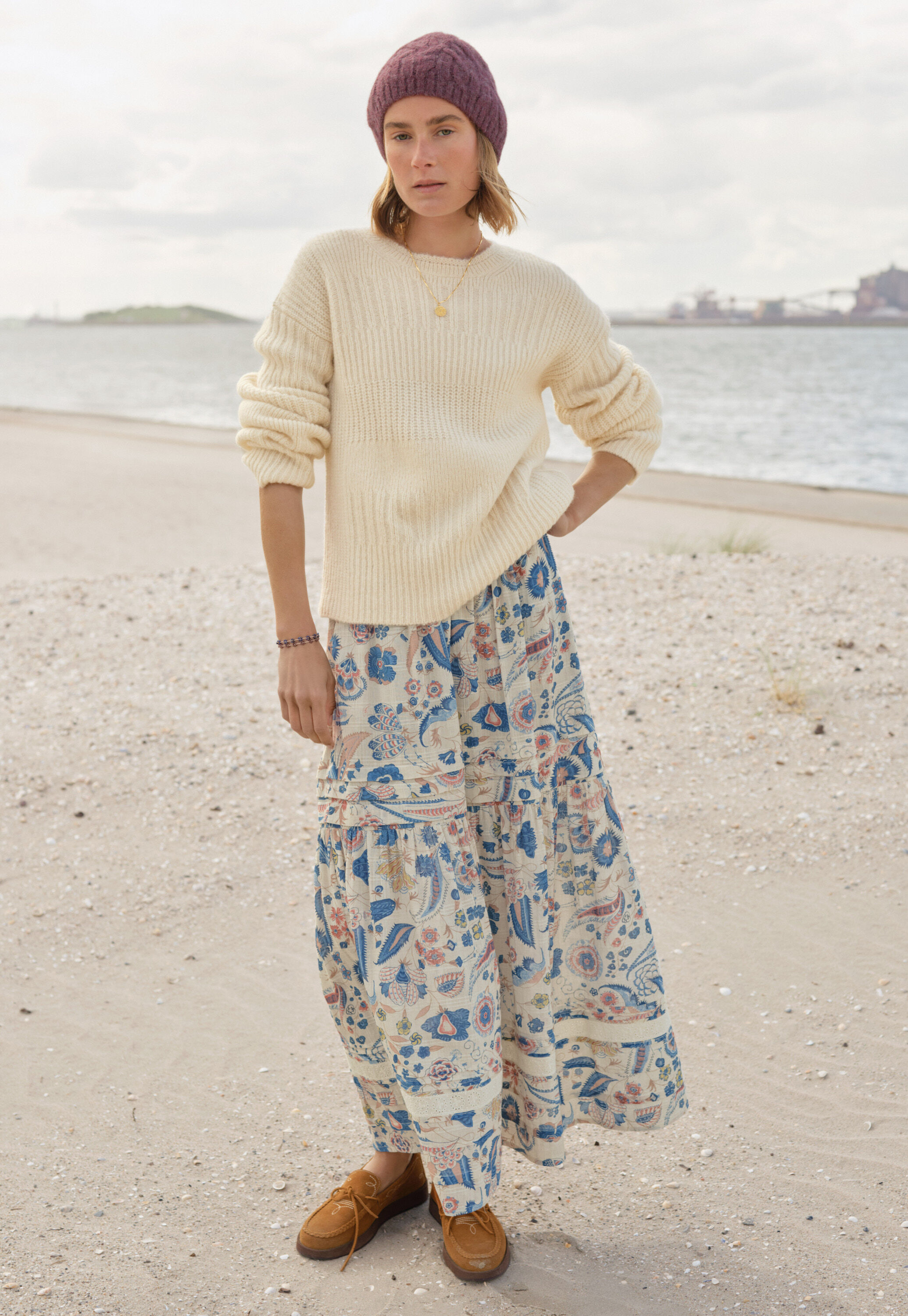 Tiered printed skirt