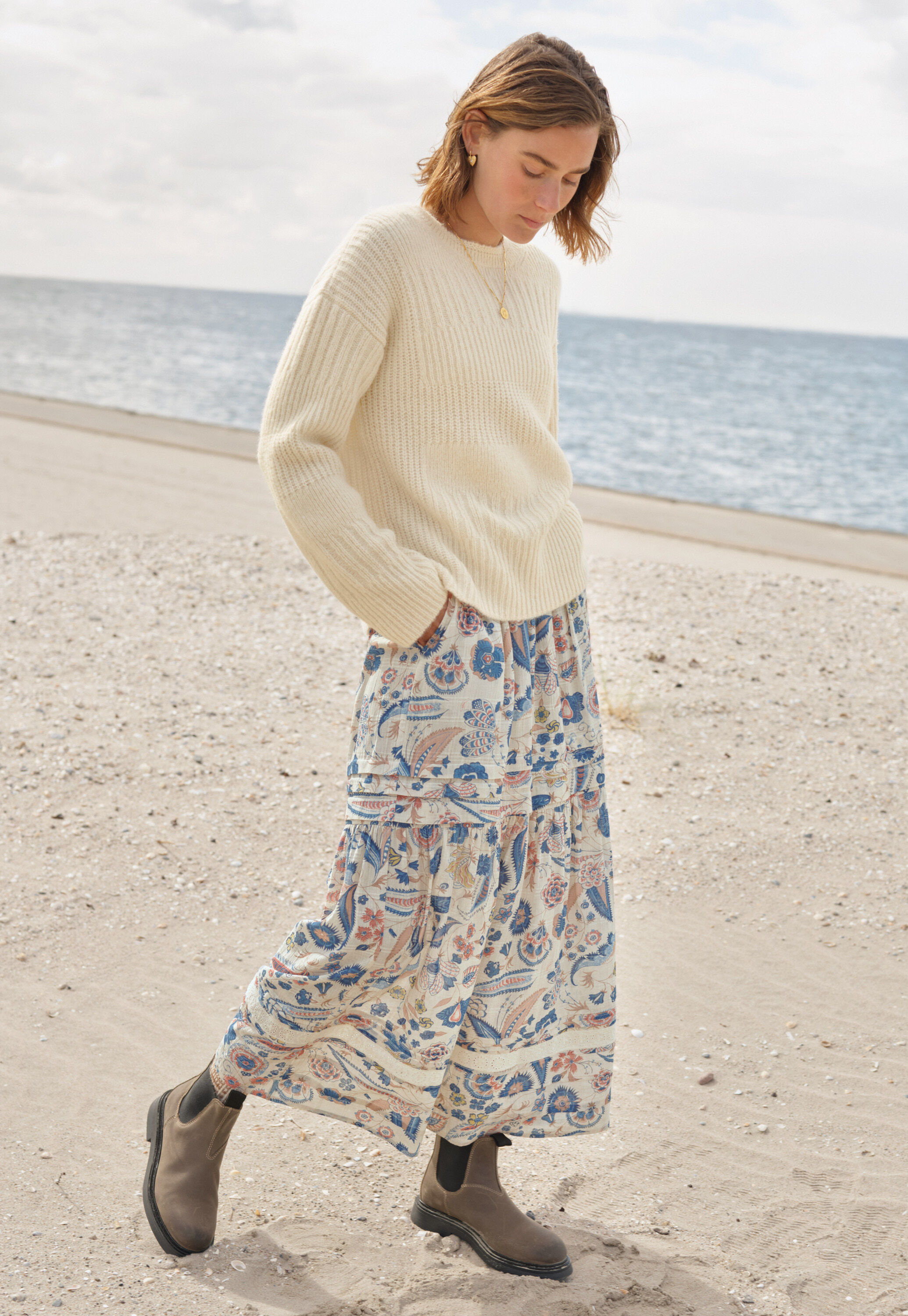Tiered printed skirt