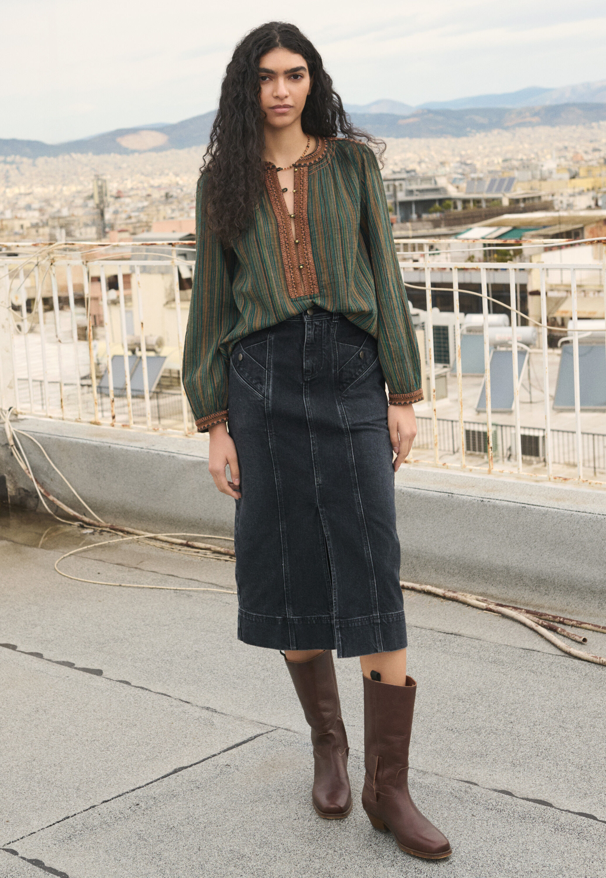 Crinkle stripe blouse