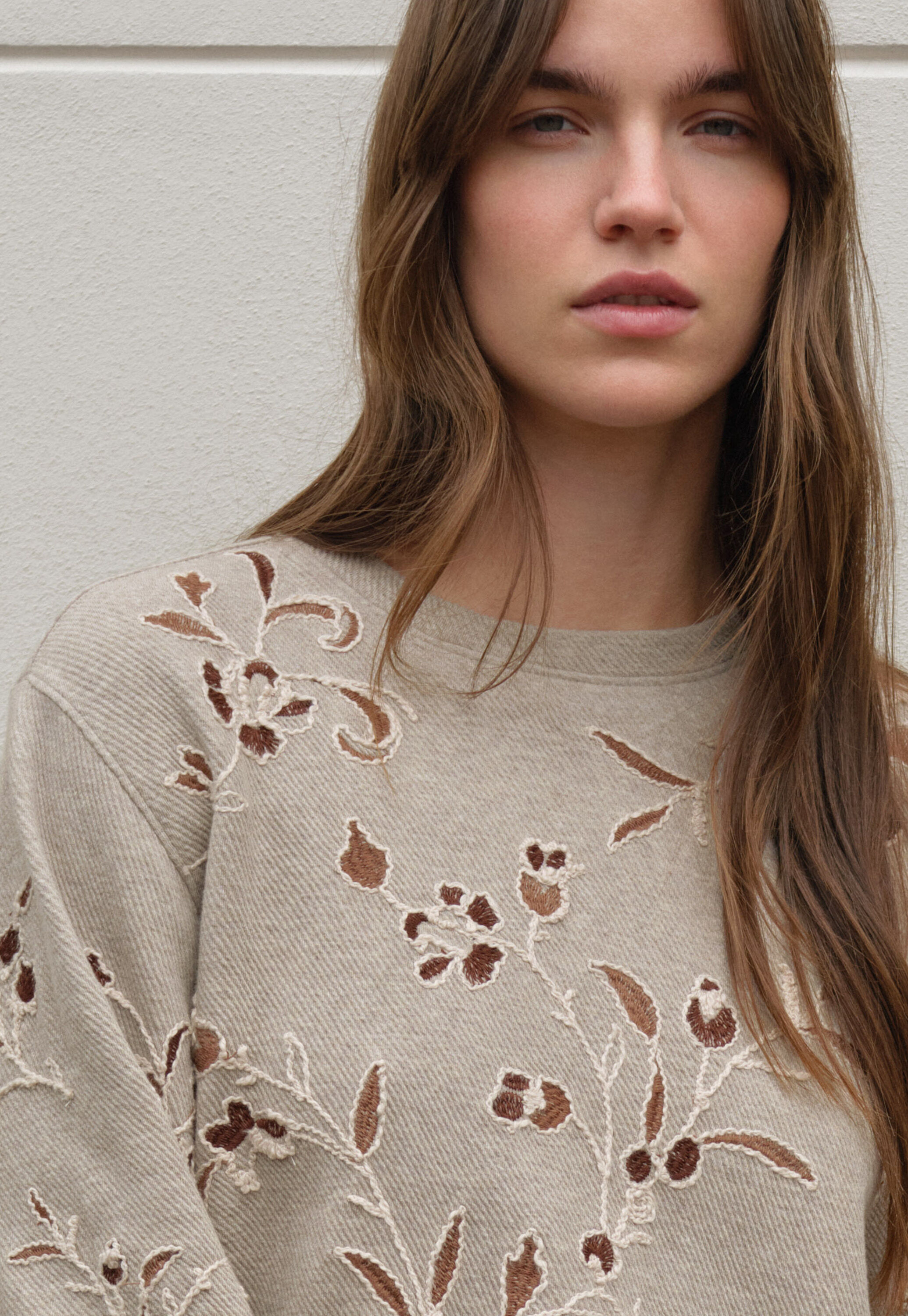 Embroidered jersey top