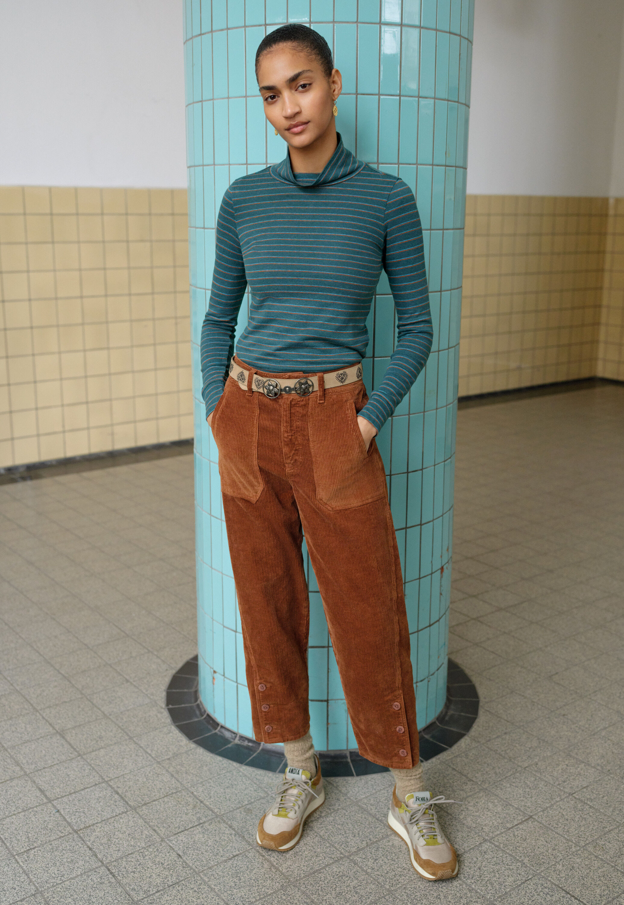 Striped roll neck