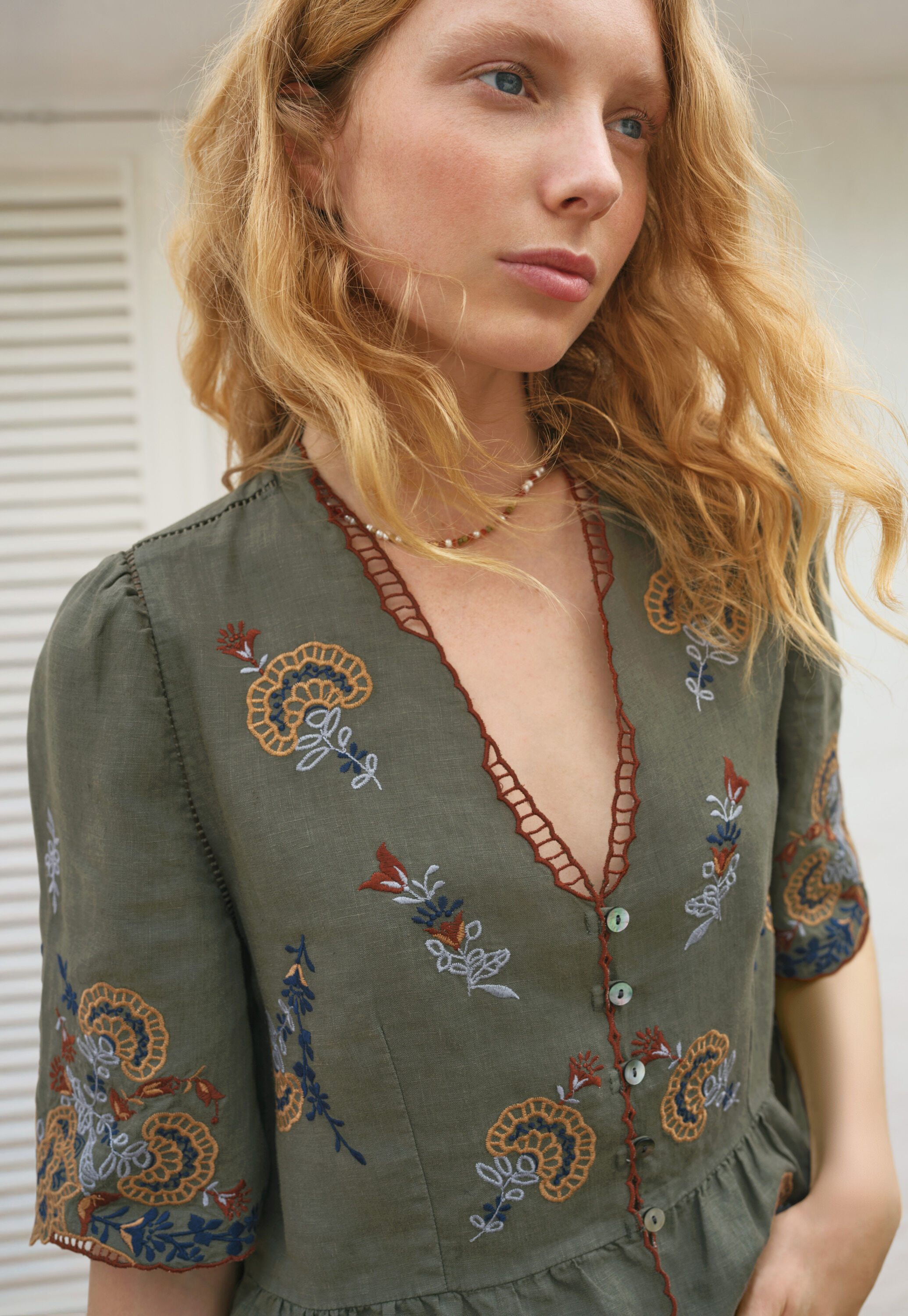Cropped cutwork blouse