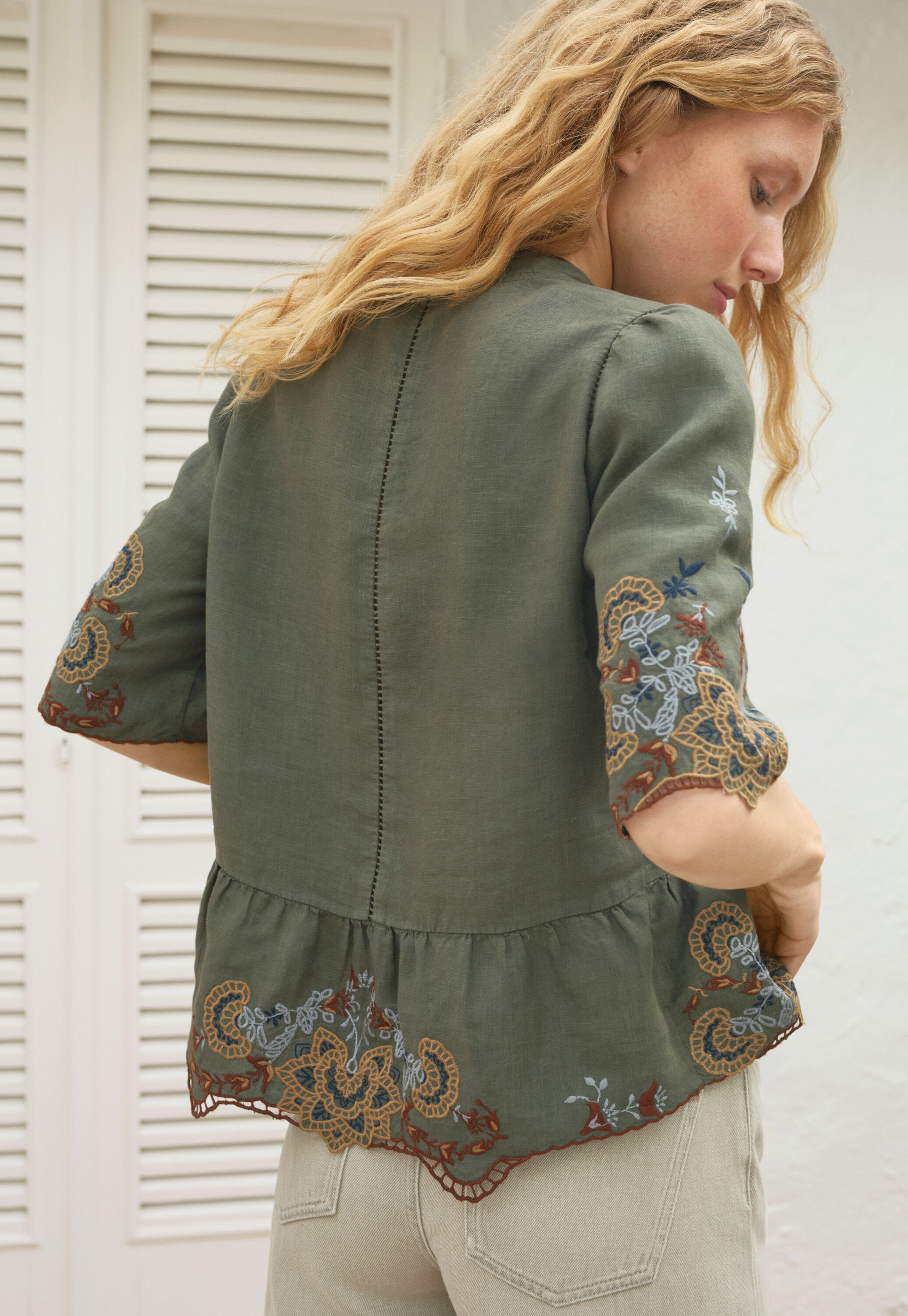 Cropped cutwork blouse