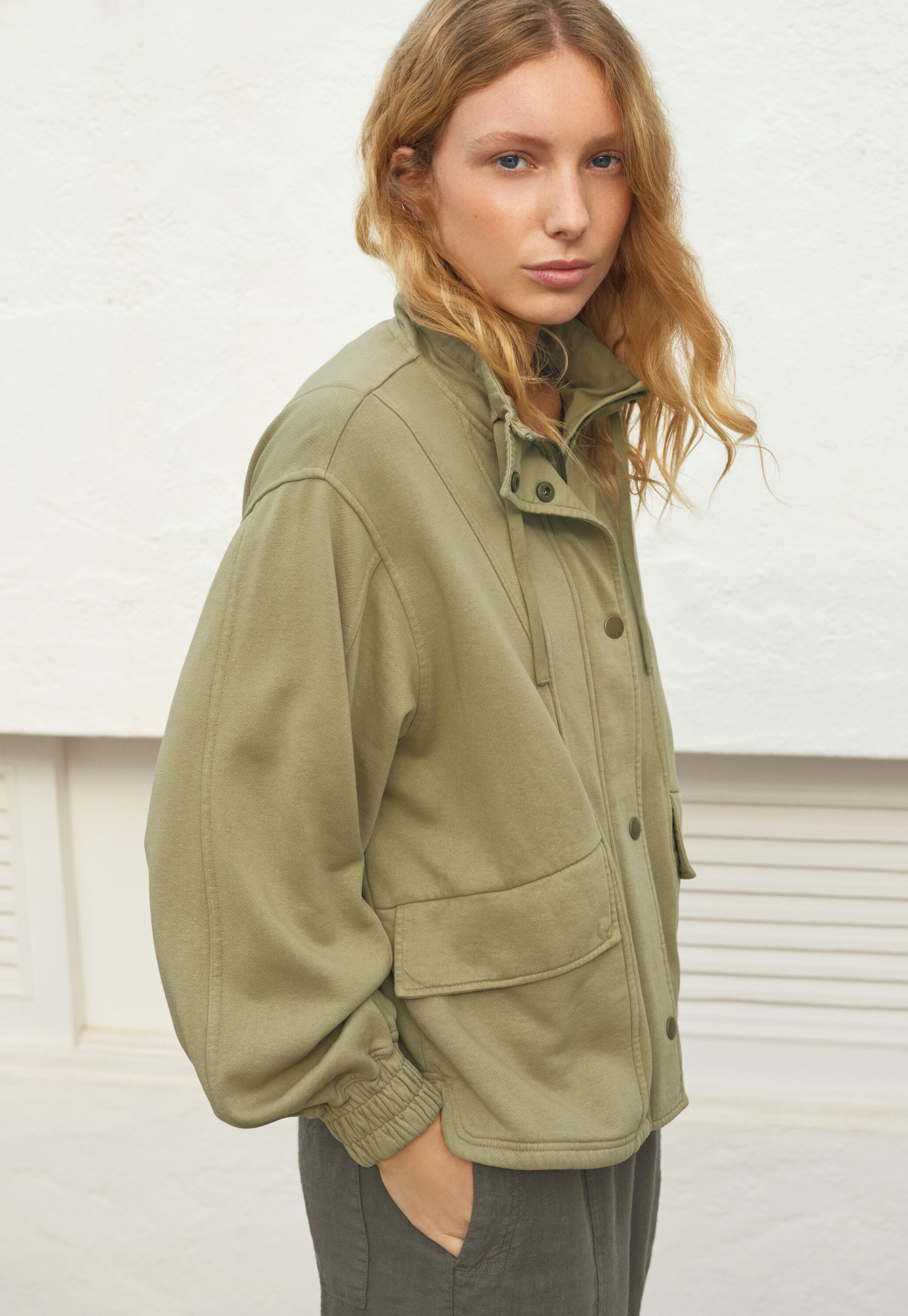 High-neck jersey jacket