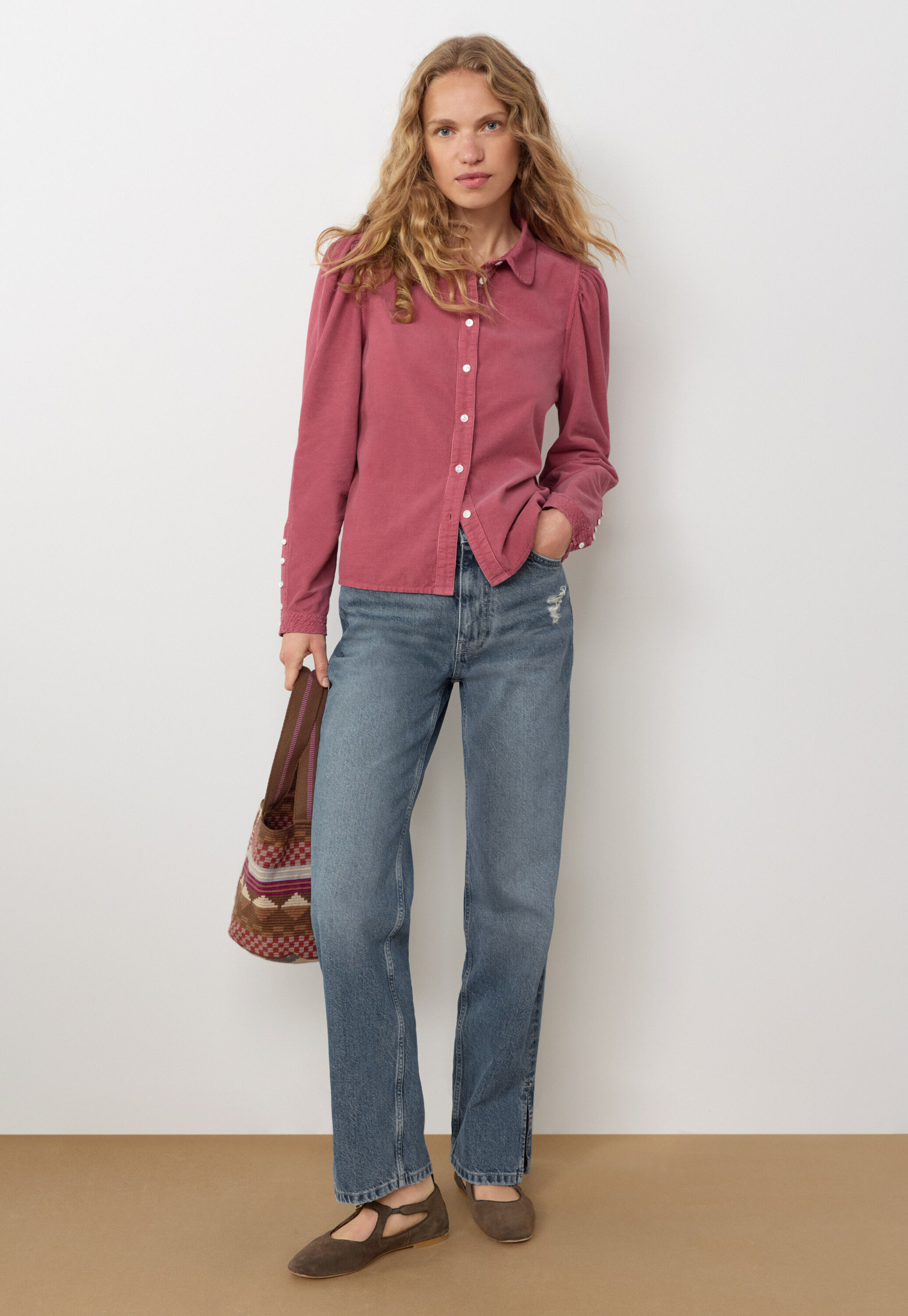 Button-through blouse